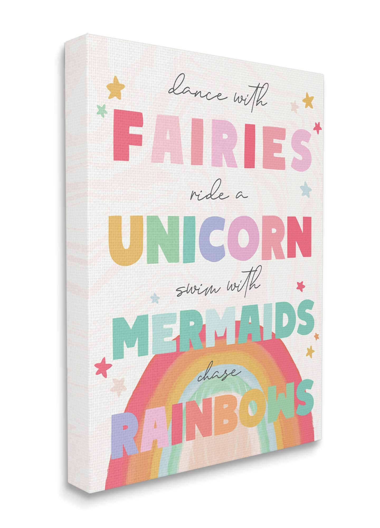 Stupell Industries Fairies Unicorns Mermaids And Rainbows Whimsical, Design By Daphne Polselli Canvas Wall Art, 16 X 20, Beige,