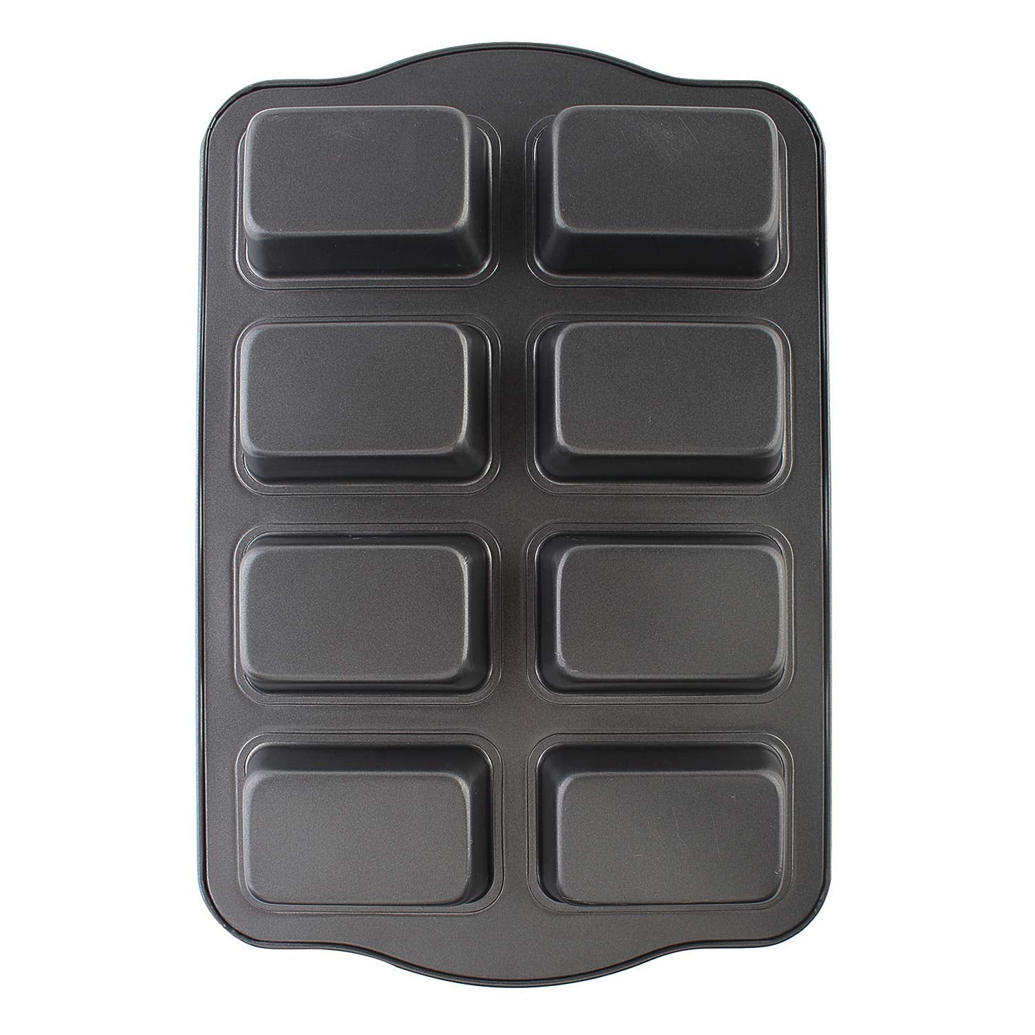 Twscvc Mini Loaf Pan, 8-Cavity Non-Stick Muffin Pan,Carbon Steel Brownie Bakeware For Oven Baking -Gray