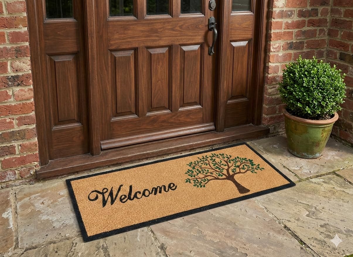 Dhikr Door Mat For Home Entrance Large. (12040) Natural Coir Mats For Outdoor (Welcome Tree Design Door Mat)