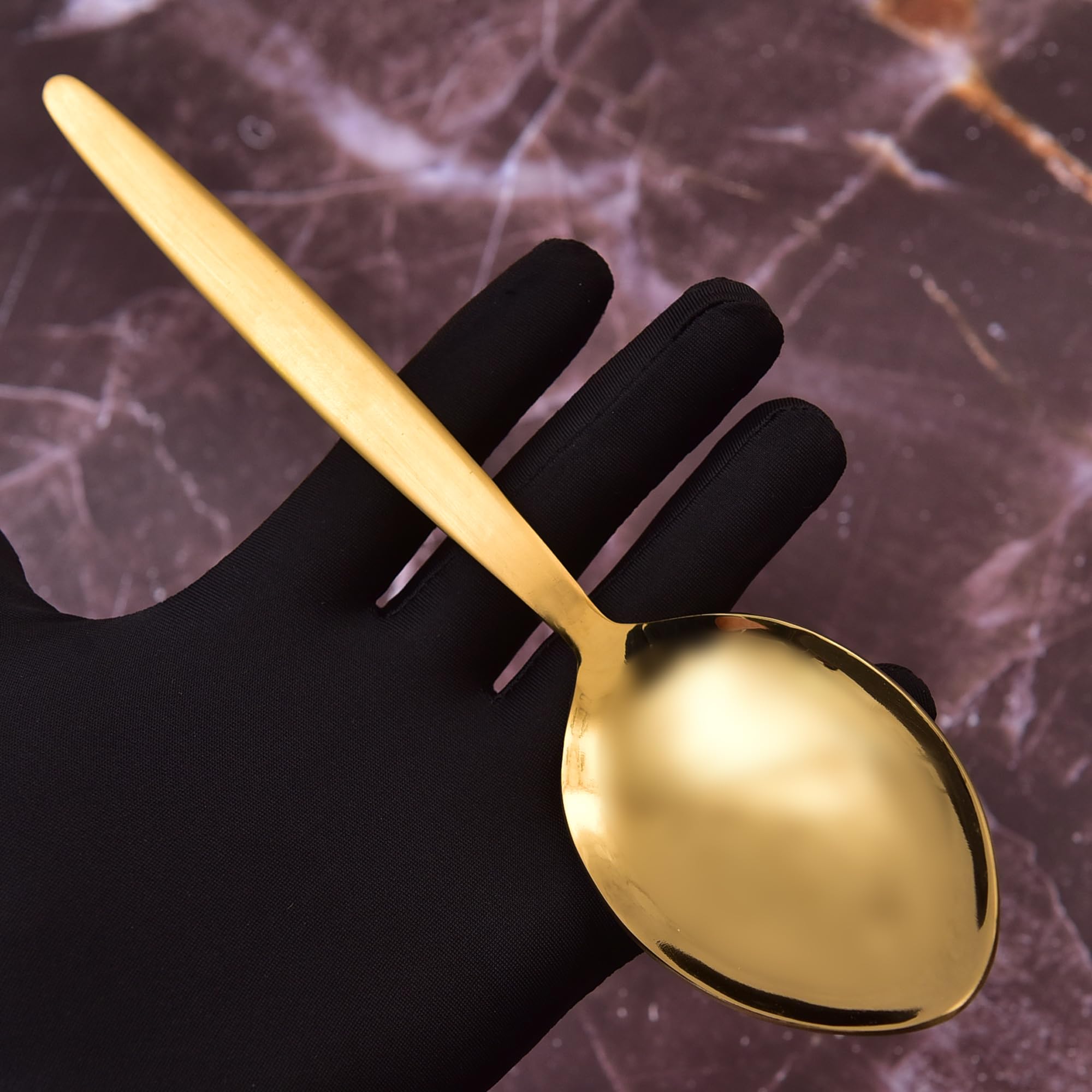 Bnazind Kunz Spoons | Gold Serving Spoon 18/10 Stainless Steel Titanium Shiny Golden Basting Spoon | Plating Spoons - Daily Chef