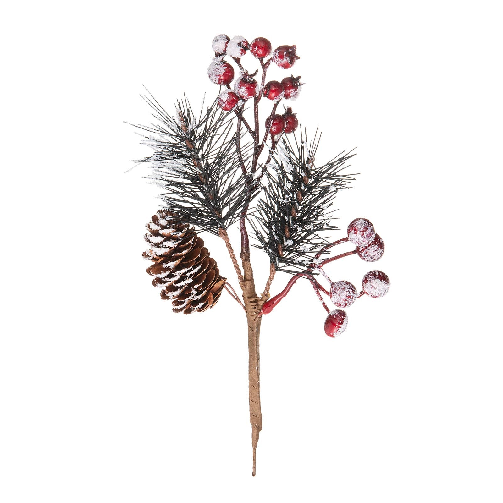 Crafare12-16 Inch Large Artificial Christmas Tree Picks 12 Styles Assorted Holly Picks Stems with Pinecones Leaves for Xmas Tree