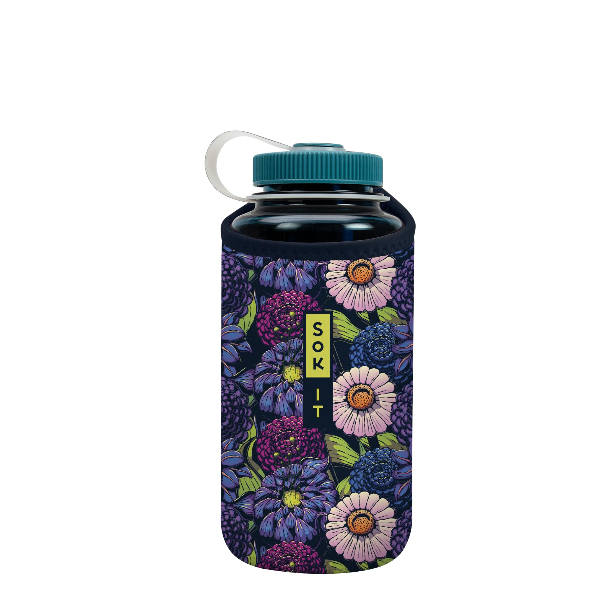 Sok It BotlSok Water Bottle Sleeve Insulated Neoprene Cover (Secret Garden, Fits 32oz Nalgene)