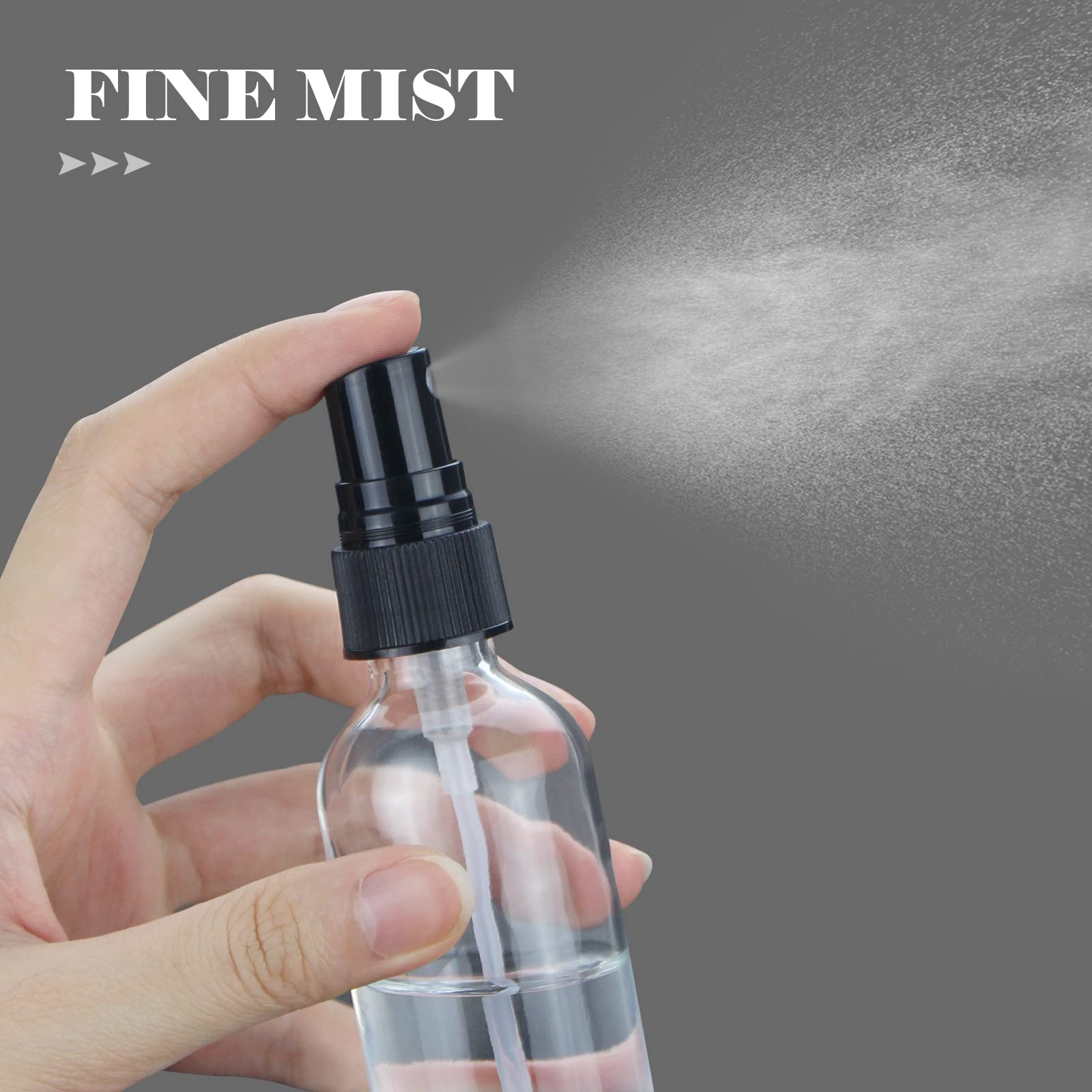 Wedama Mini Spray Bottles 2 Oz, Amber Glass Spray Bottles, Empty Small Spray Bottles With Funnel Dropper, Fine Mist For Hair, Tr