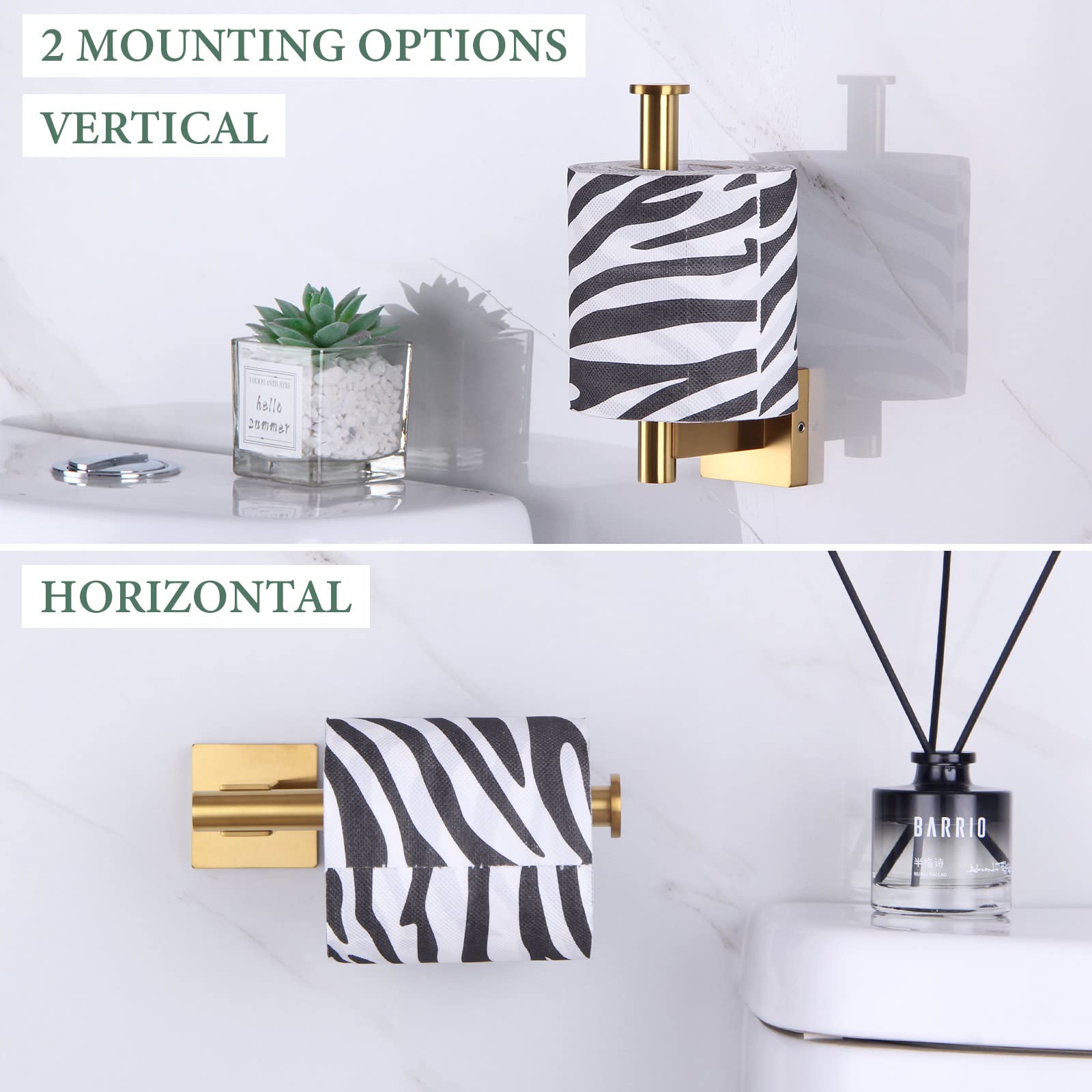 Suyar Brushed Gold Bathroom Accessories, 304 Stainless Steel Bathroom Hardware Set 4 Pieces, Include Robe Hook, Toilet Paper Hol