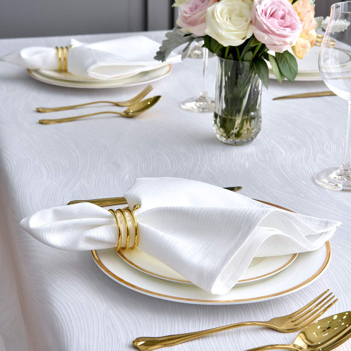 Maxmill Jacquard Cloth Napkins 20 X 20 Inch Swirl Pattern Soft Comfortable And Luxury Serviette For Family Dinners Weddings Part