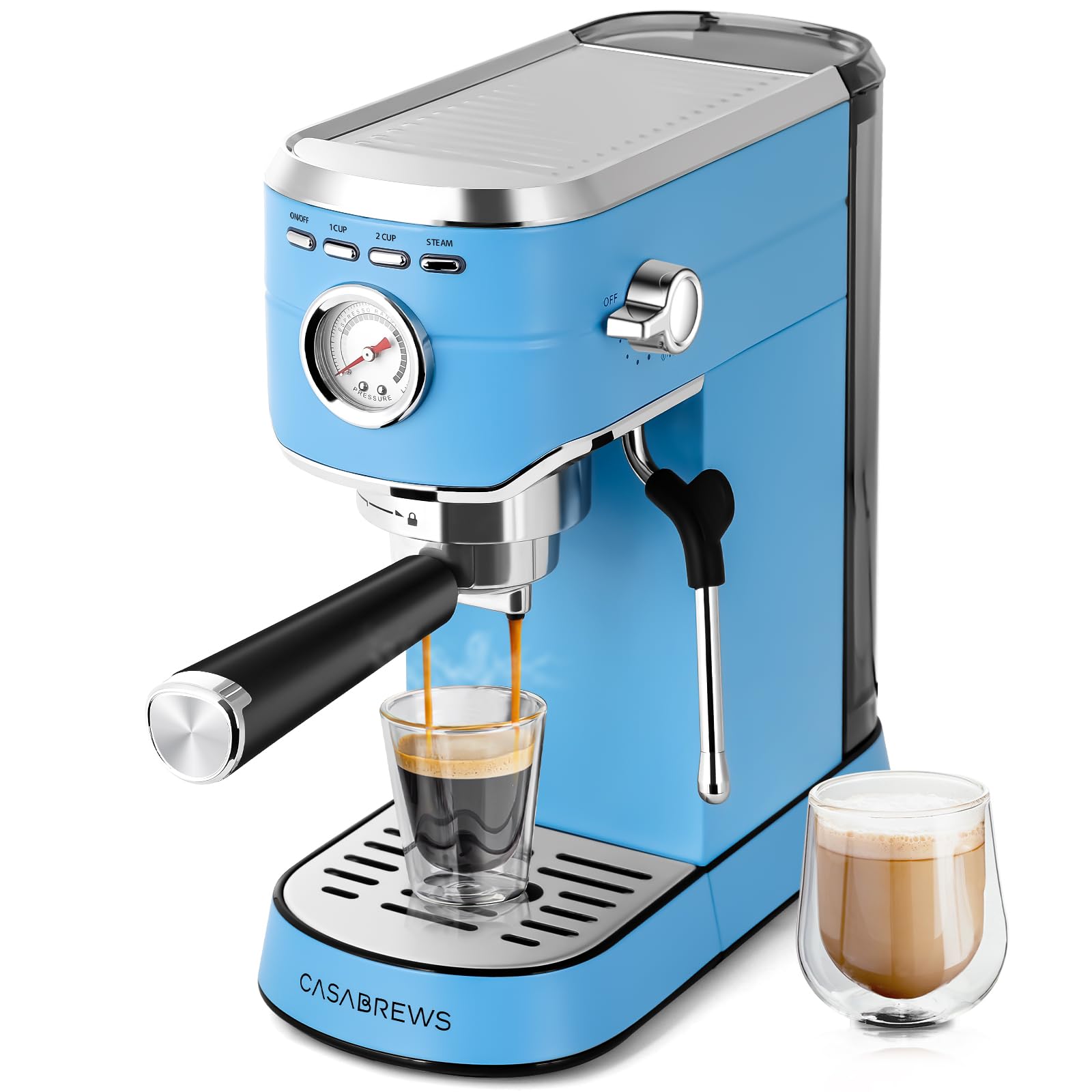 Casabrews Espresso Machine 20 Bar, Stainless Steel Espresso Maker With Milk Frother Steam Wand, Professional Coffee Machine With