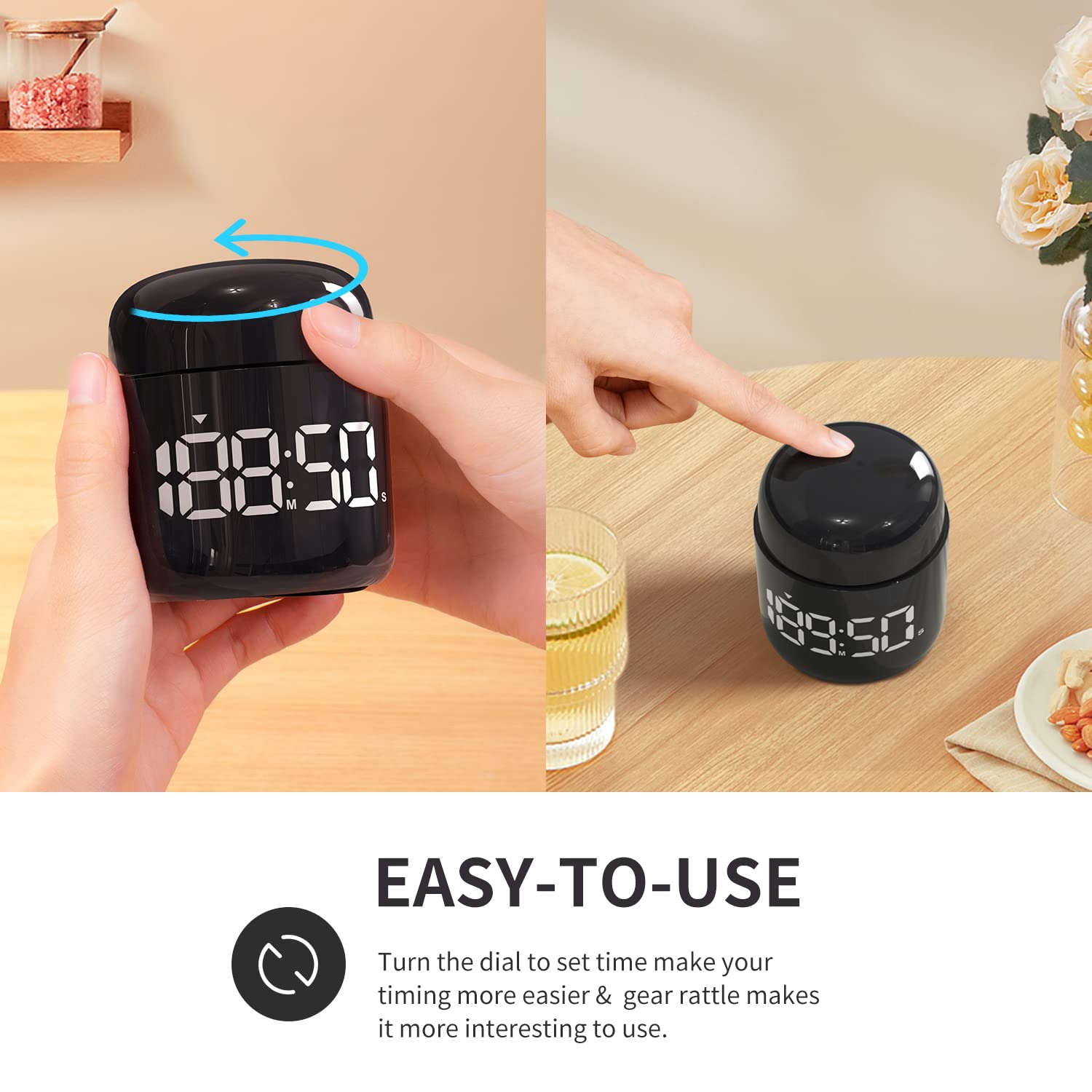 MeesMeek Digital Kitchen Timer Countdown Countup Timer with Large LED Display Volume Adjustment Timer for Cooking  Classroom Time for Kids and Teachers. (Black)