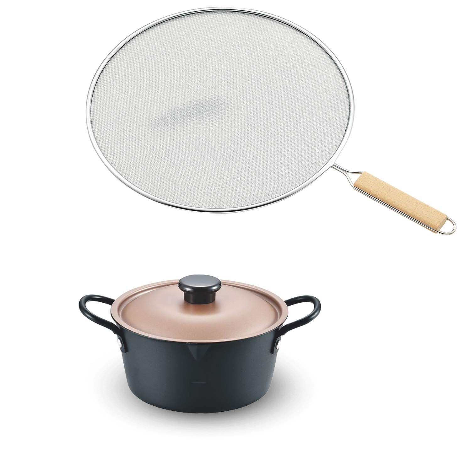 CtoC JAPAN Select TH-089 Tempura Pot, 6.3 inches (16 cm), Gold, Induction Compatible, Cook Frit, Mini Frying Pan & Grease Preven