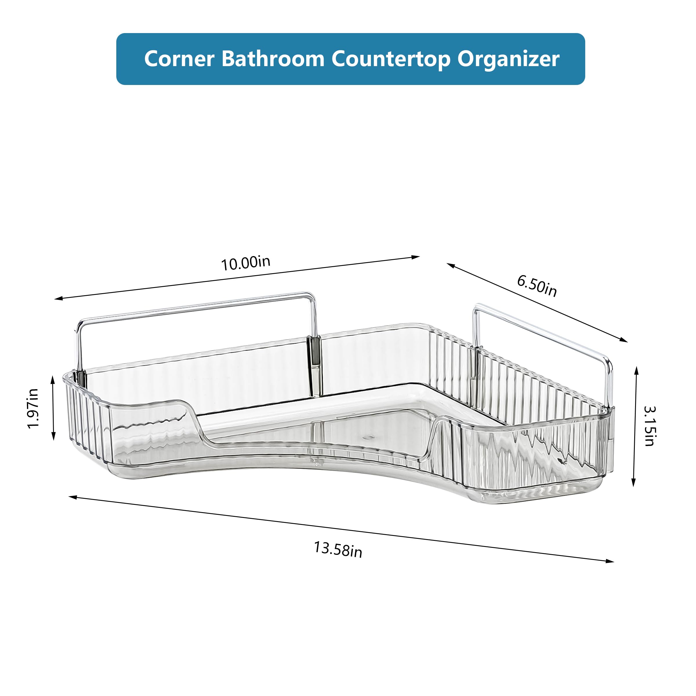 Invssene Corner Bathroom Countertop Organizer, 1 Tier Vanity Trays For Bathroom Counter, Makeup Organizer, Perfume Tray, Kitchen