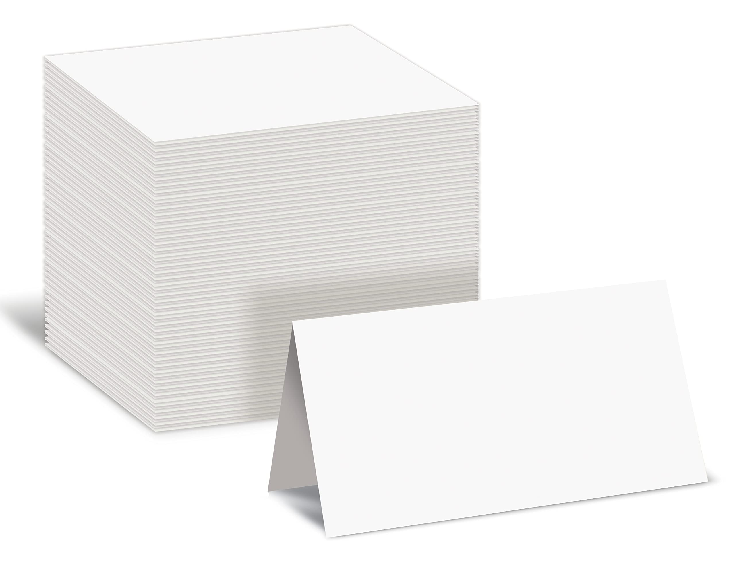 Better Office Products 100 Pack Blank White Place Cards, 2 X 3.5 In, Folded Table Tent Cards For Weddings, Dinner Parties, Buffe