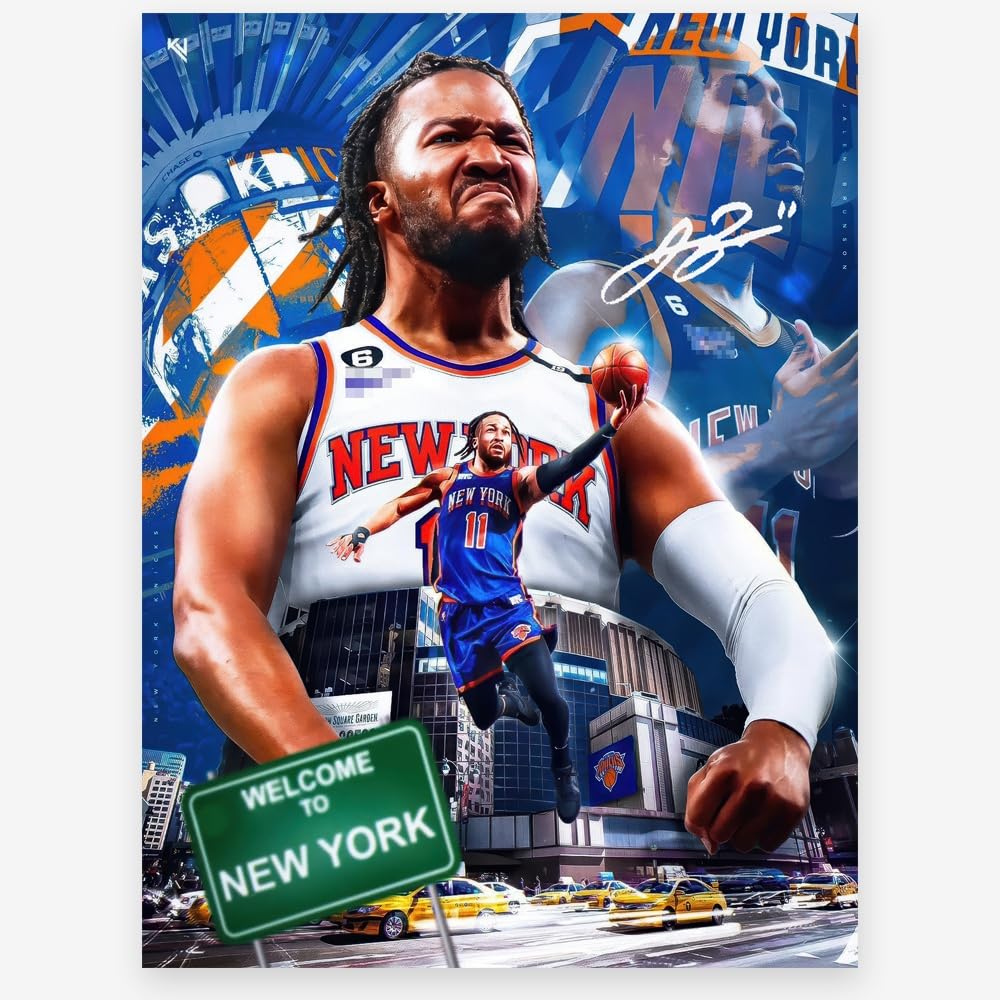 Menkarwhy Jalen Brunson Signed Poster For Kids Room Bedroom Wall Decor-Basketball Superstar Posters Canvas Art Print Picture For