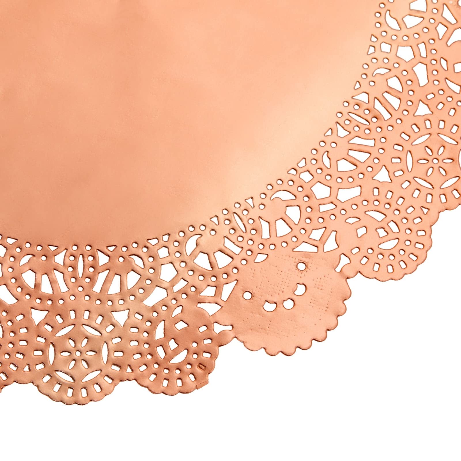 Juvale 100 Pack Metallic Copper Orange Placemats, Round Paper Lace Doilies For Place Settings, Desserts, Formal Events (10 In)