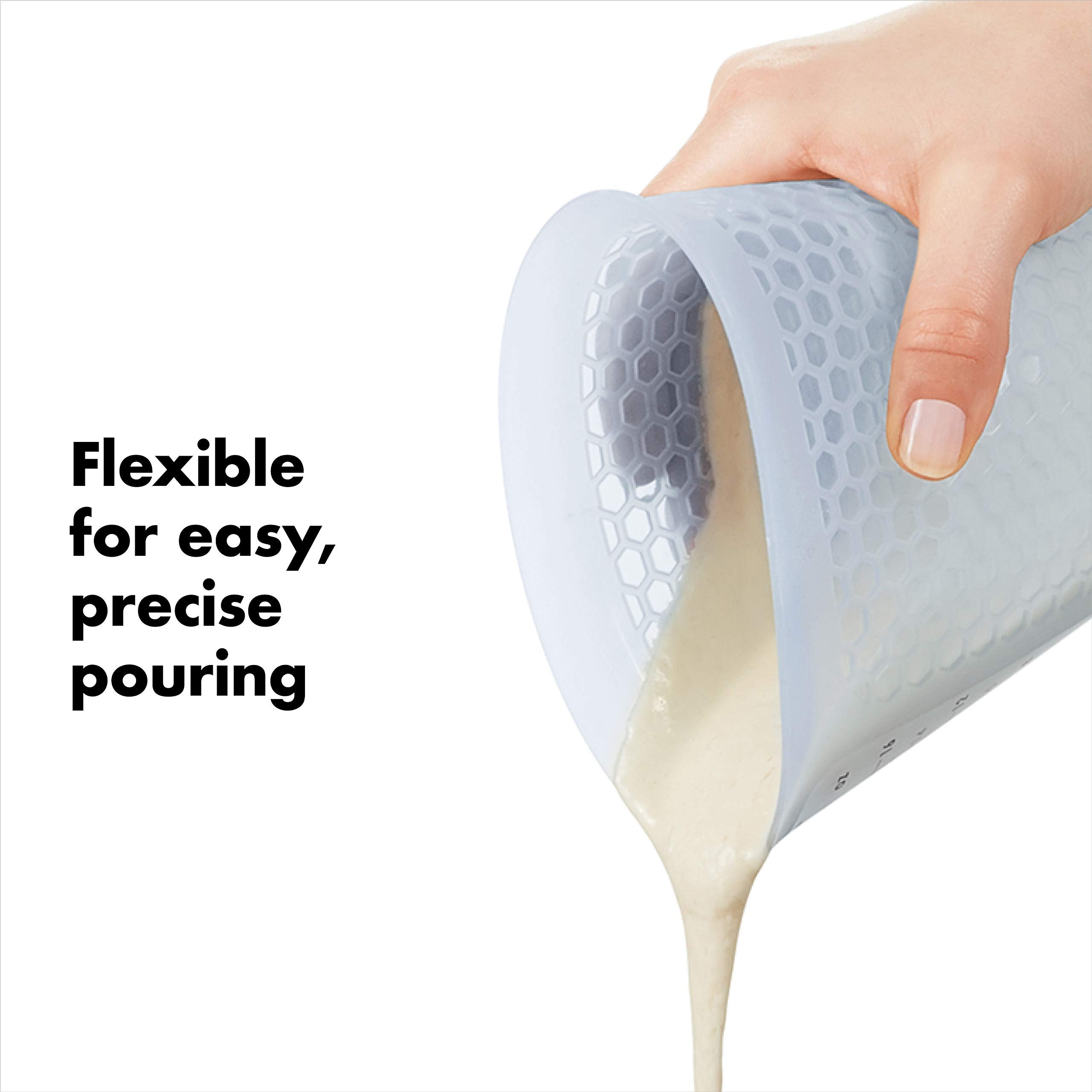 Oxo Good Grips 2-Cup Squeeze & Pour Silicone Measuring Cup With Stay-Cool Patternt, Clear