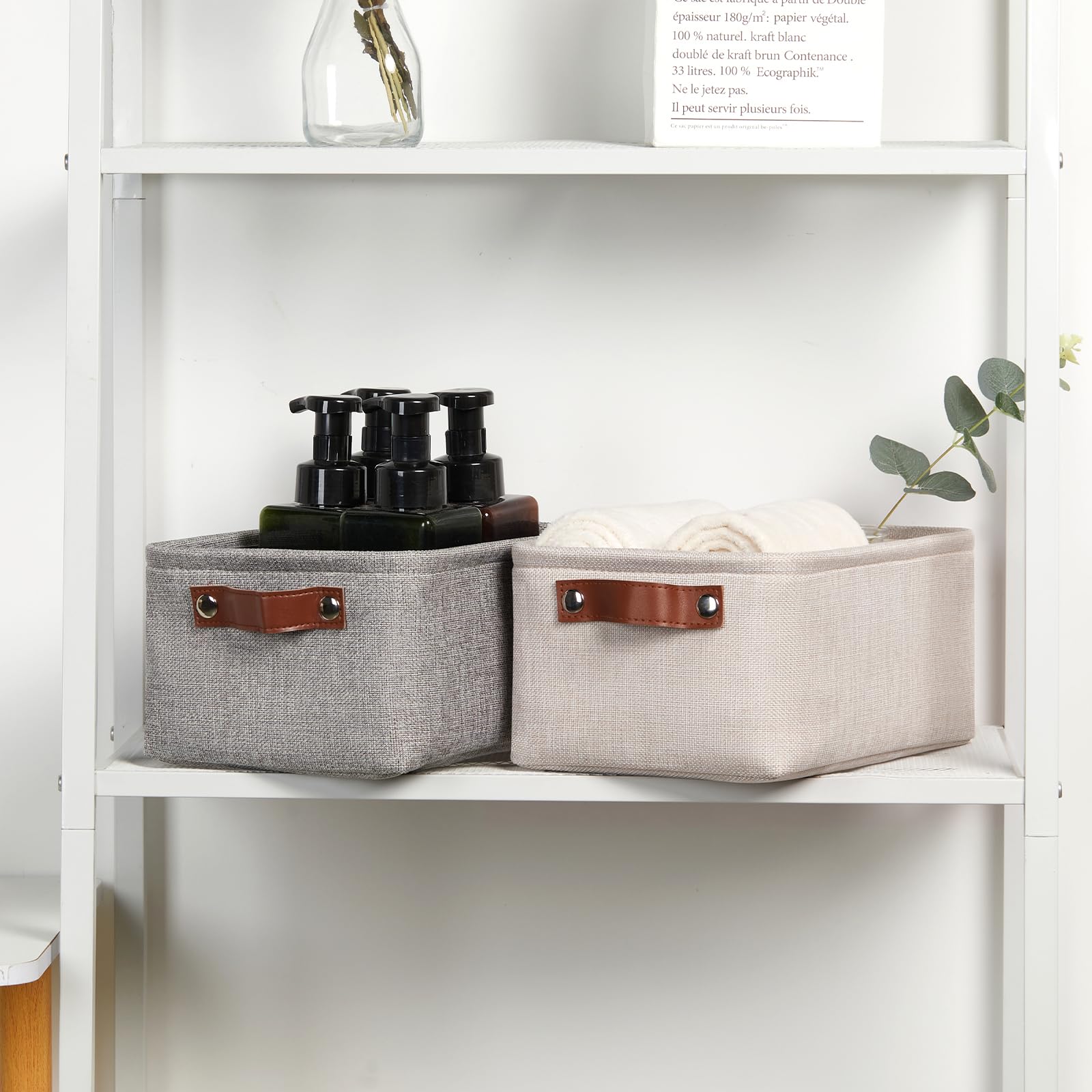 Dullemelo Small Storage Basket For Shelves, Small Fabric Collapsible Rectangular Storage Bin For Shelves, Closets, Nursery, Home