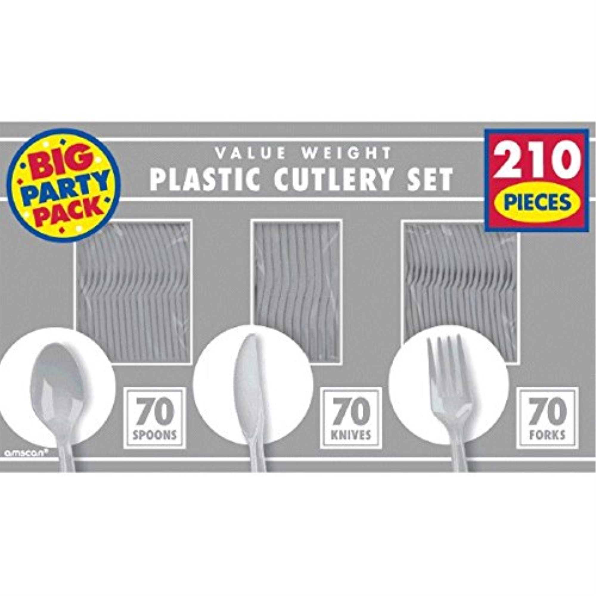 Silver Plastic Heavy Weight Assorted Cutlery (200 Count) - Premium Disposable Plastic And Sturdy Cutlery, Perfect For Home Use A