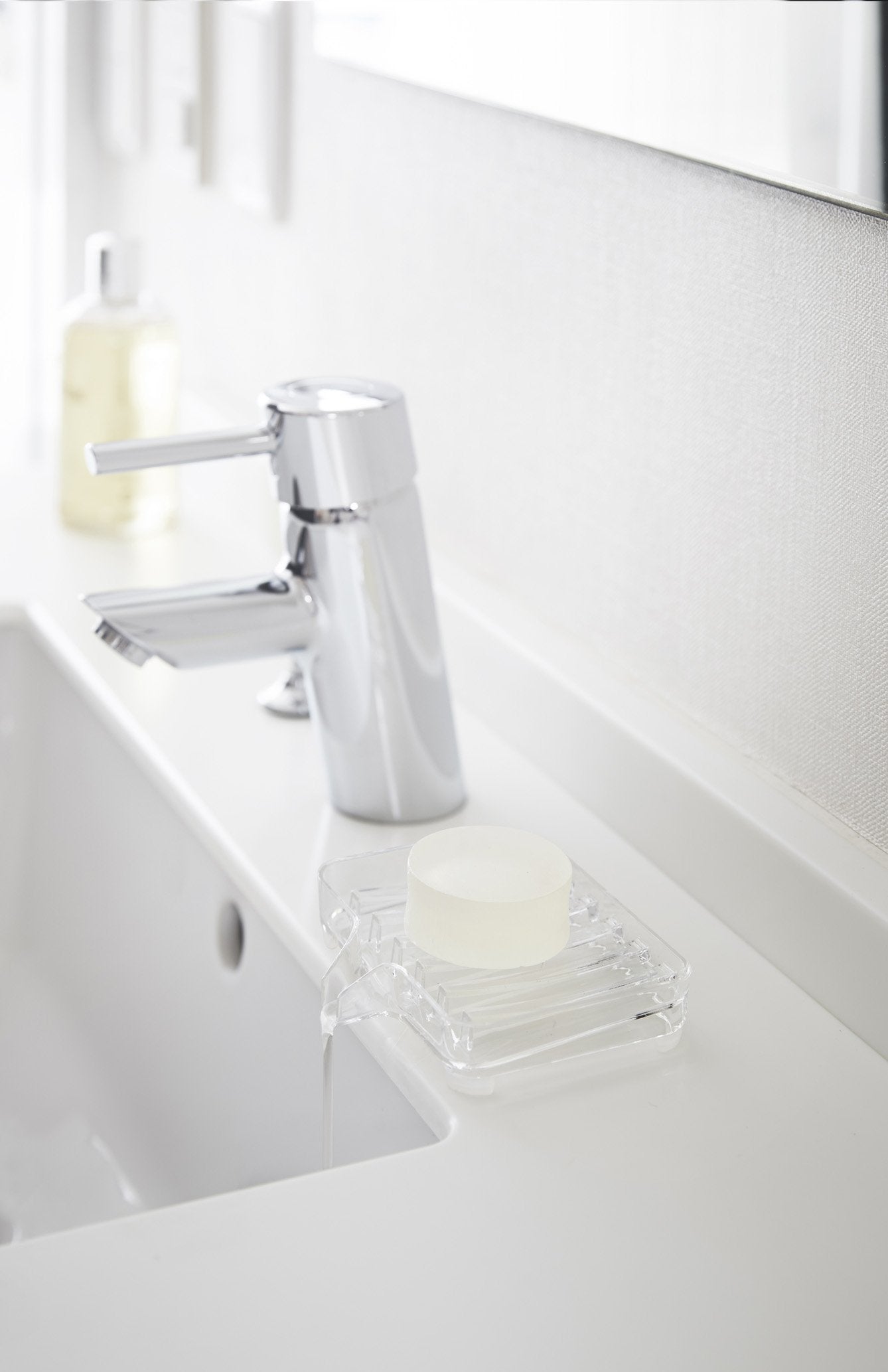 Yamazaki Home Self-Draining Tray-Sink Counter Holder Acrylic | Soap Dish, One Size, Clear