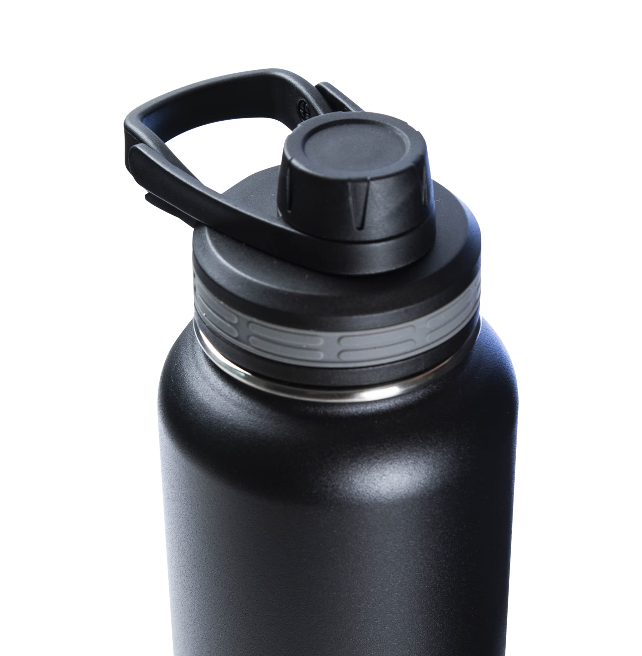 Thermoflask Double Stainless Steel Insulated Water Bottle with Two Lids  18 Ounce  Black