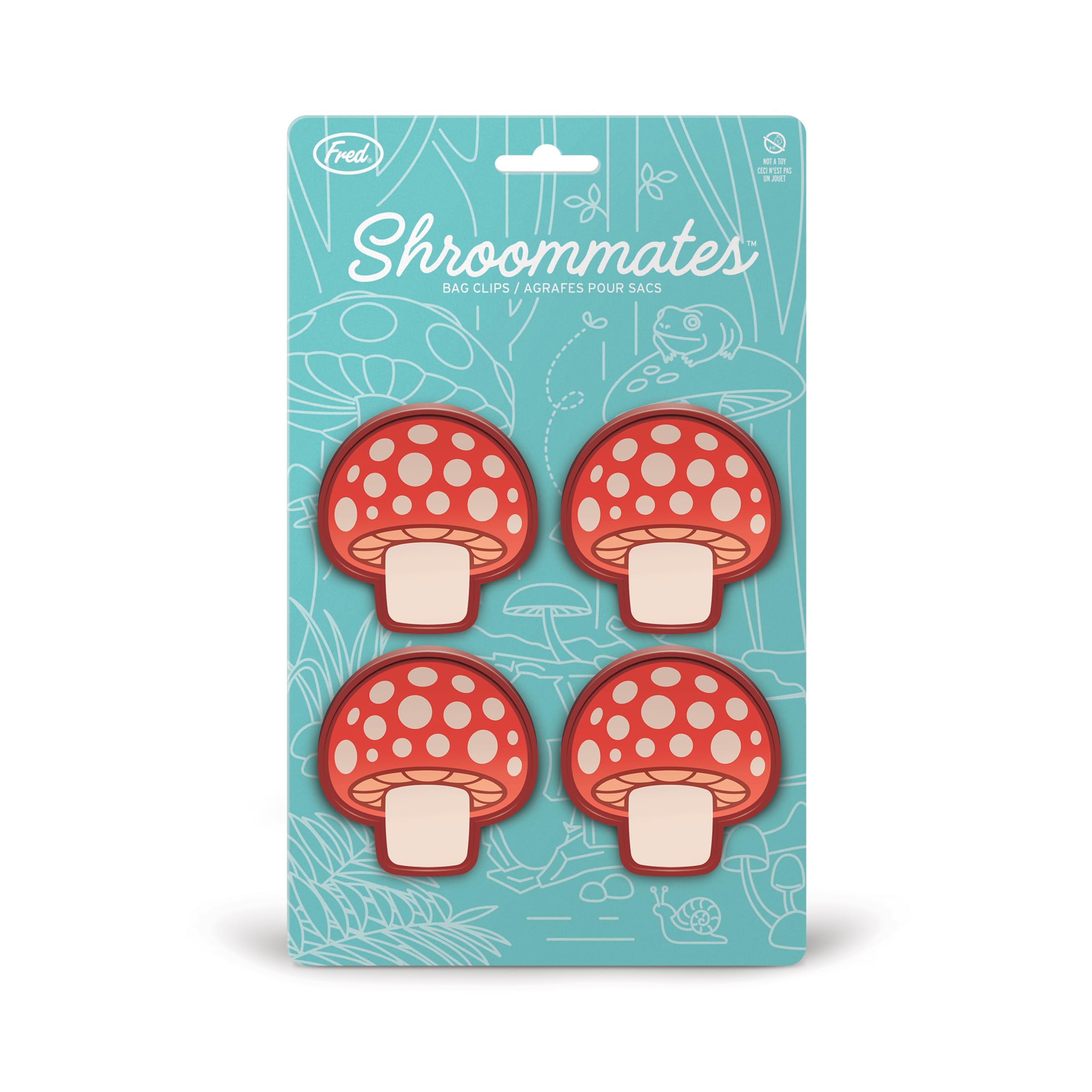 Genuine Fred Shroomates, Mushroom Bag Clips, Set Of 4