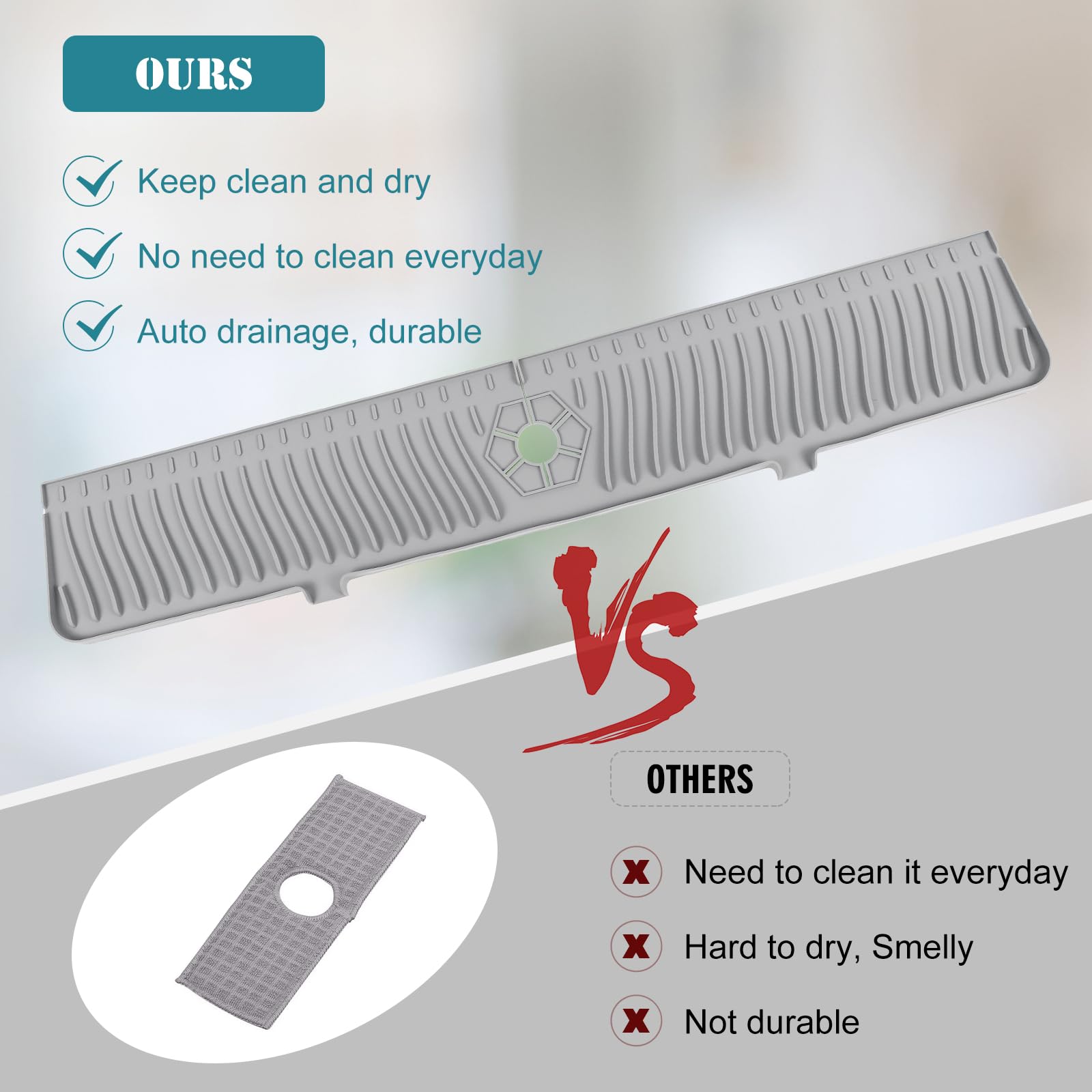 30 Inch Kitchen Sink Splash Guard, Faucet Splash Guard, Kitchen Faucet Mat, Longer Silicone Sink Mat For Kitchen Counter, Bathro