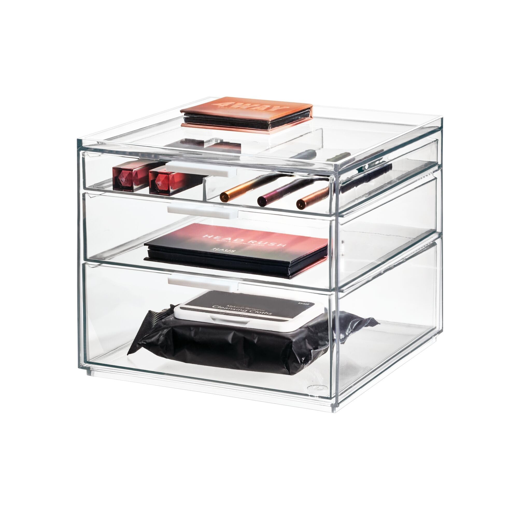 Idesign The Sarah Tanno Collection Tall Plastic Cosmetic Drawer Organizer, Clear