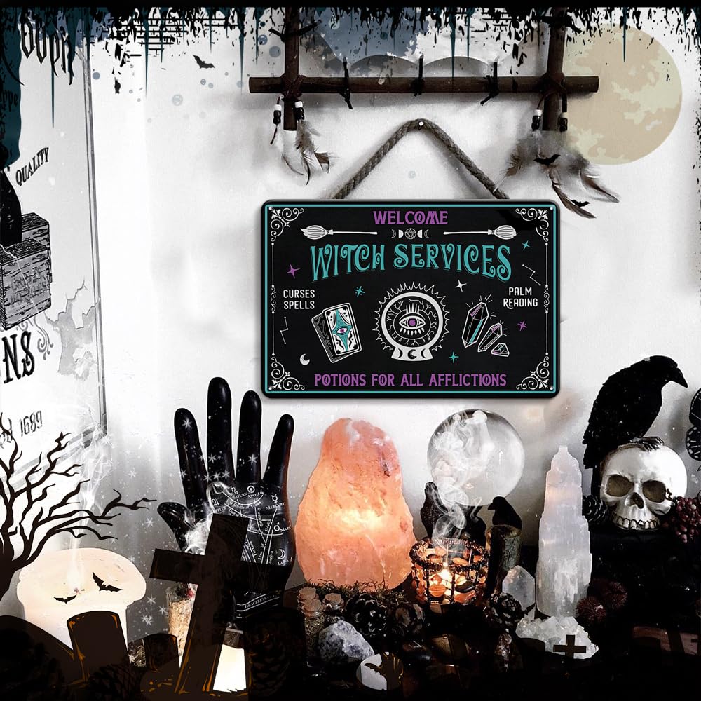 Witch Service Witch Potion Tin Metal Sign  Wall Art Plaque Witch Sign Decorations