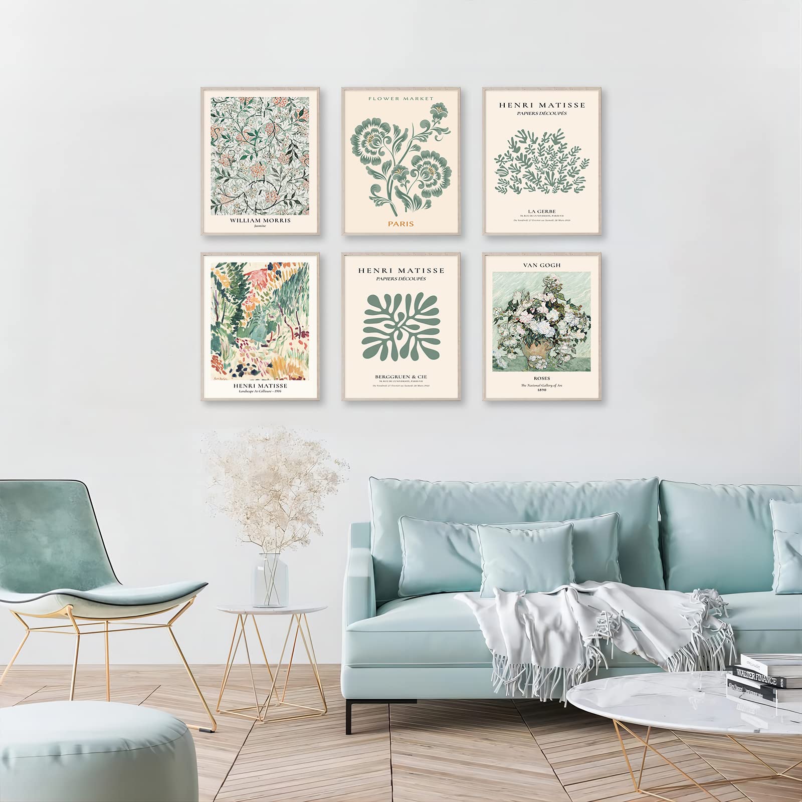 Sage Green Wall Art Decor  Abstract Matisse Wall Art Exhibition Posters  Minimalist Flower Market Wall Art Prints  Green Canvas Matisse Paintings Pictures for Aesthetic Room  Bedroom  Living Room  Gallery  Sage Green Room Decor(8x10inch  Unframed)