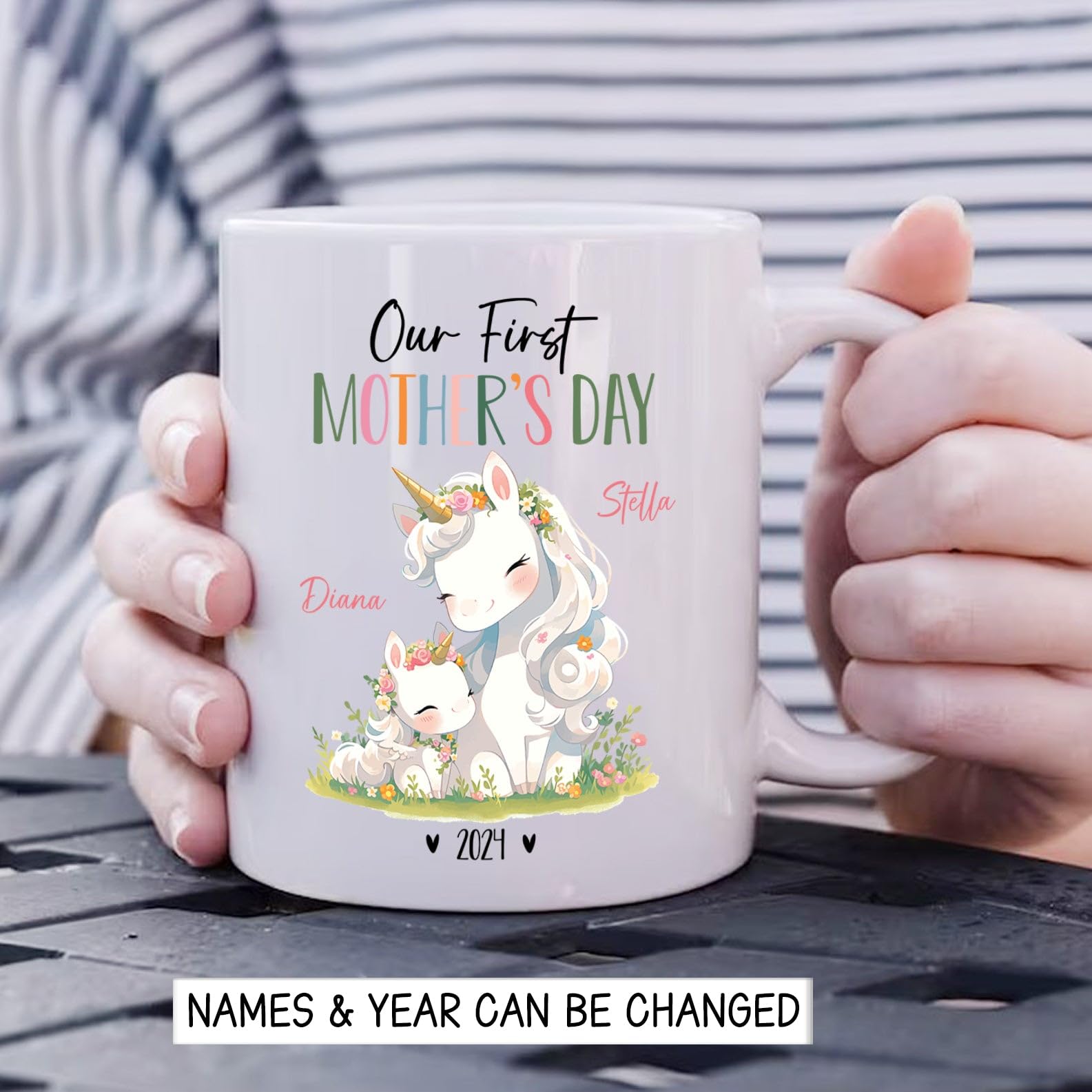 Mom And Baby Unicorn Mug, Our First Mothers Day Cup For Mom, Custom Mummy & Baby Unicorn Coffee Cup, Personalized Unicorn Lover