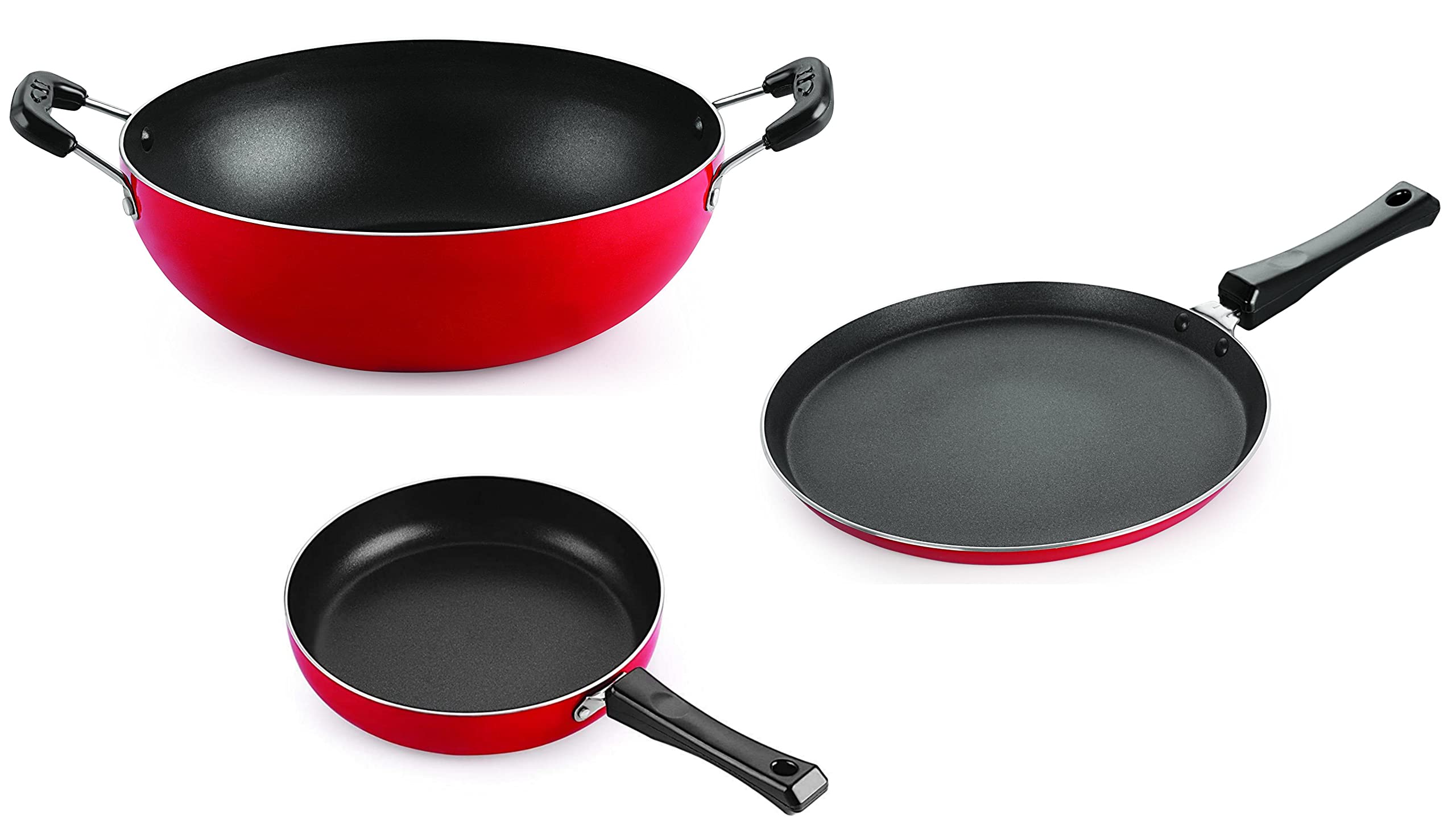 Nirlon 3Piece Aluminium Non Stick Non Induction Cookware Gift Set