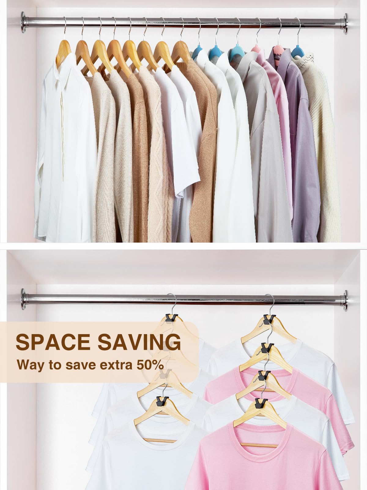 Smartor Clothes Hanger Connector Hooks 120 Pack, Closet Storage And Organization As Hangers Space Saving, Hanger Add On Hook As