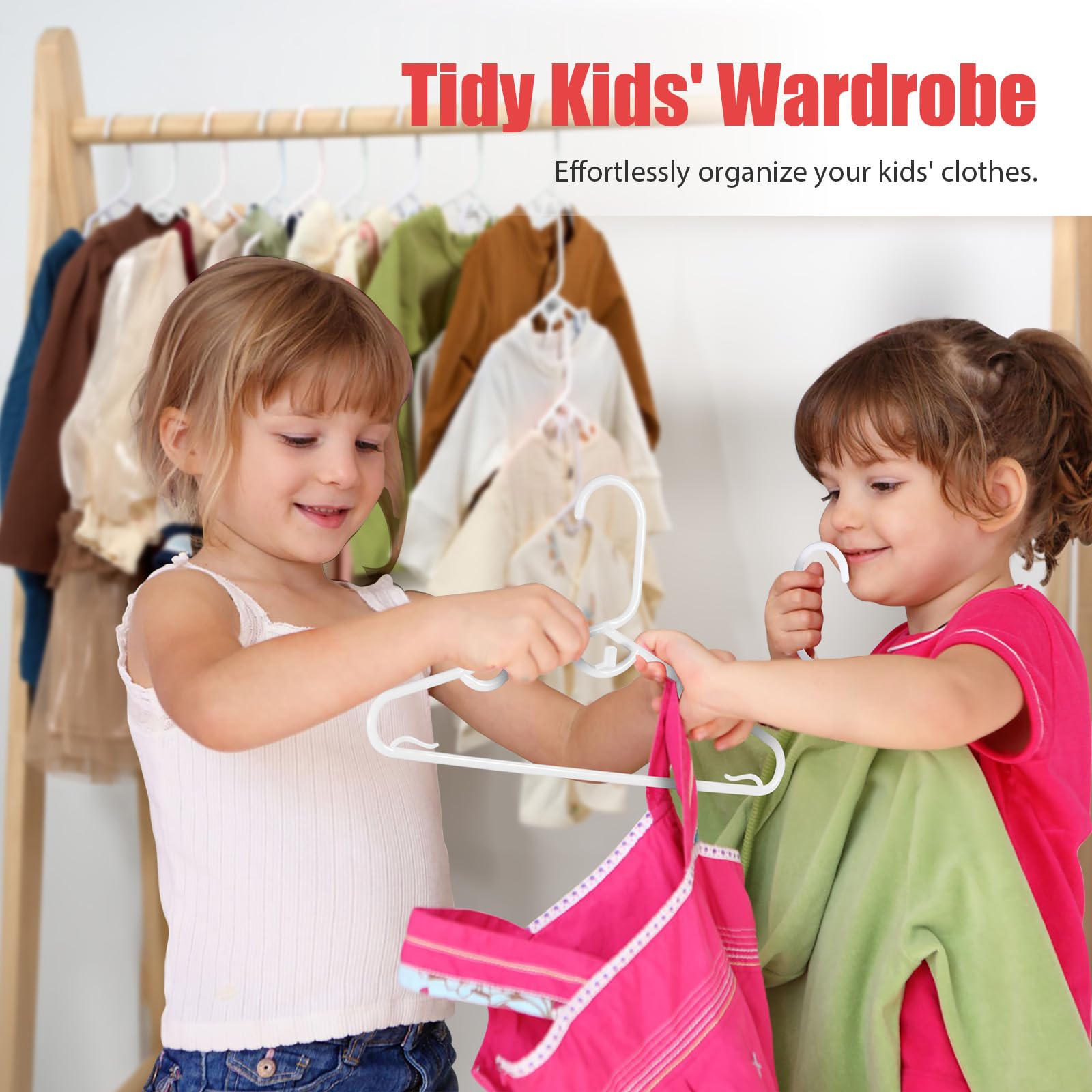 Piglog Baby Hangers, 60Pcs White Kids Hangers, Multifunctional Kids Clothes Hangers, Toddler Hangers For Kids Toddlers And Child