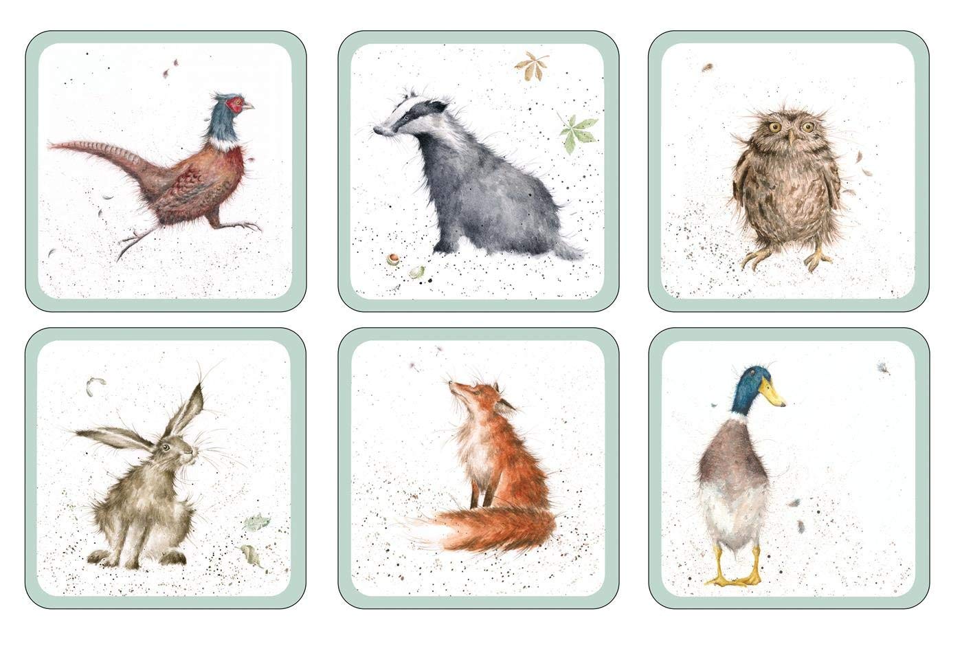 Pimpernel Wrendale Designs Coasters, Set of 6 - Decorative Drink Coasters with Cork Backing, 5mm Thick Board, Heat & Stain Resis