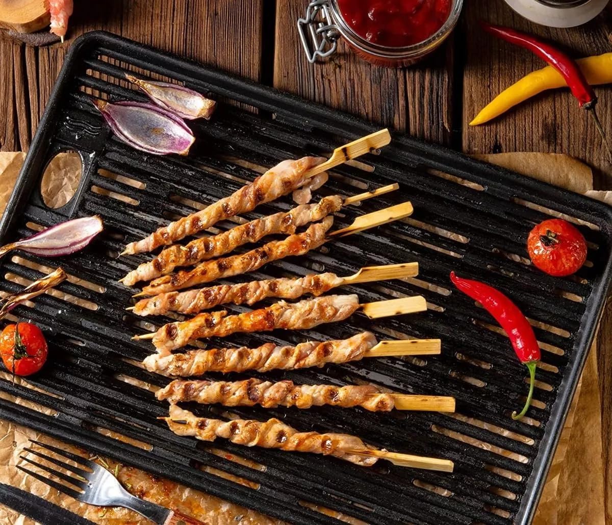 Bamboo Skewers 10 Inch (100 Pcs) - Skewers For Grilling - Paddle Wood Picks, Kabob Skewers - Long Wooden Skewer Sticks, Wooden K