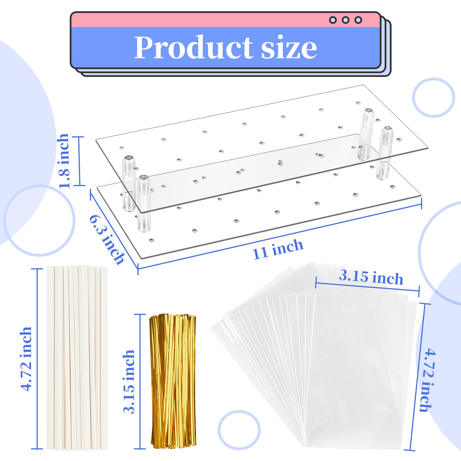 Cake Pop Maker Kit, 21 Hole Clear Acrylic Lollipop Display Stand With 20 Cavity Silicone Cake Pop Mold, 100 Pcs Sticks Treats Ba