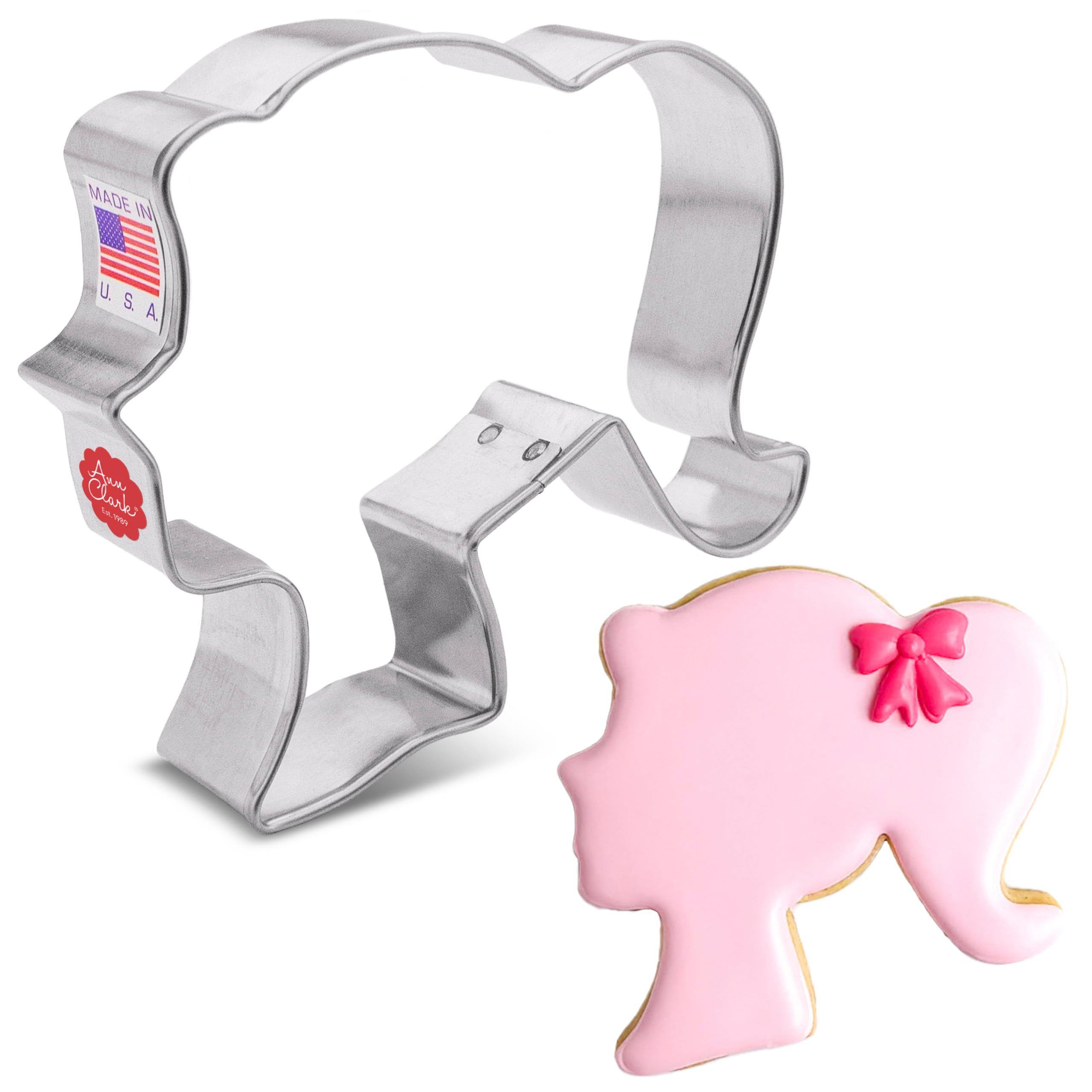 Doll Head Cookie Cutter, 4'' Made In Usa By Ann Clark