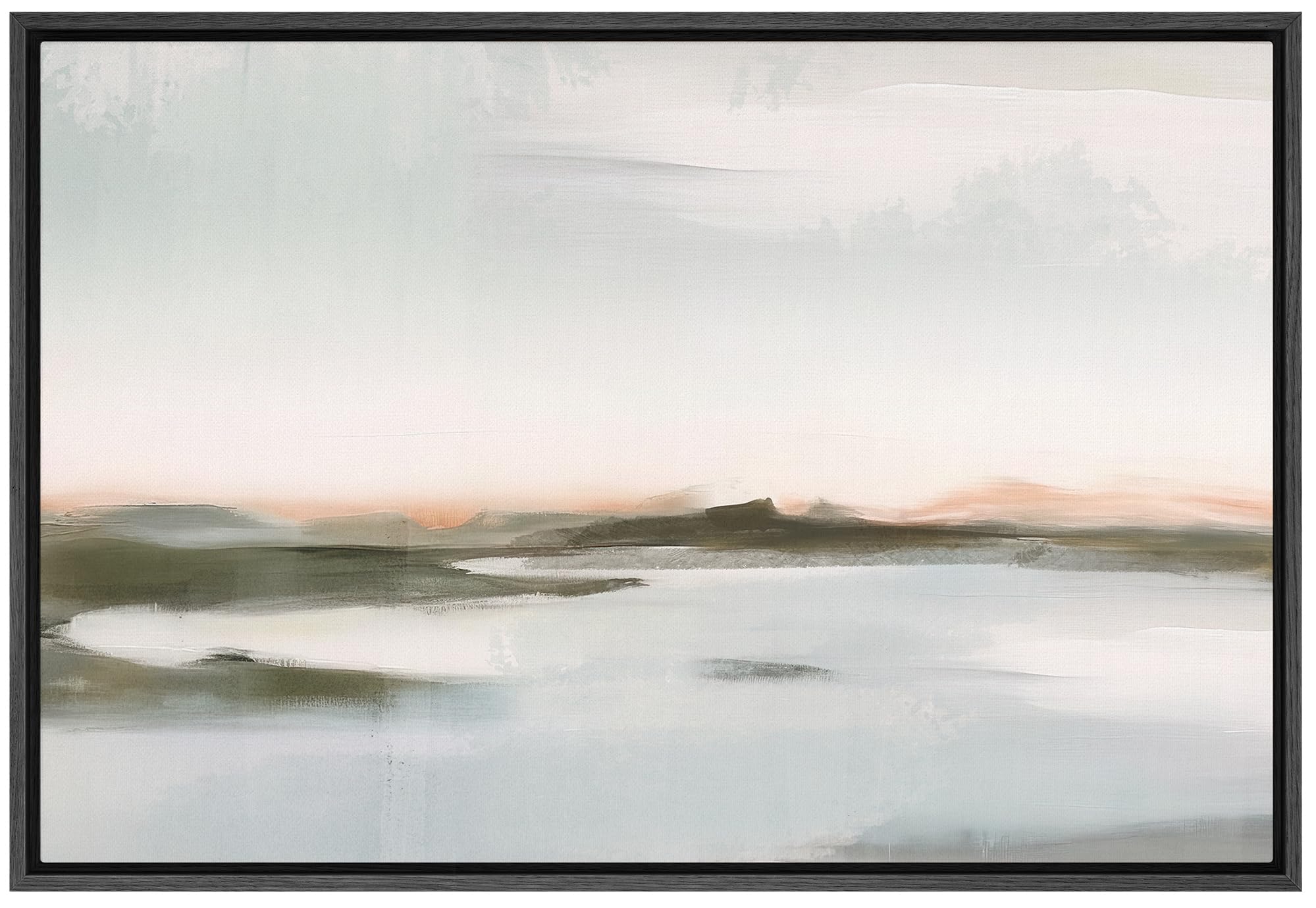 Signford Framed Canvas Print Wall Art Storm Cloud Mountain Lake Nature Wilderness Illustration Minimalism Decorative Colorful Ru