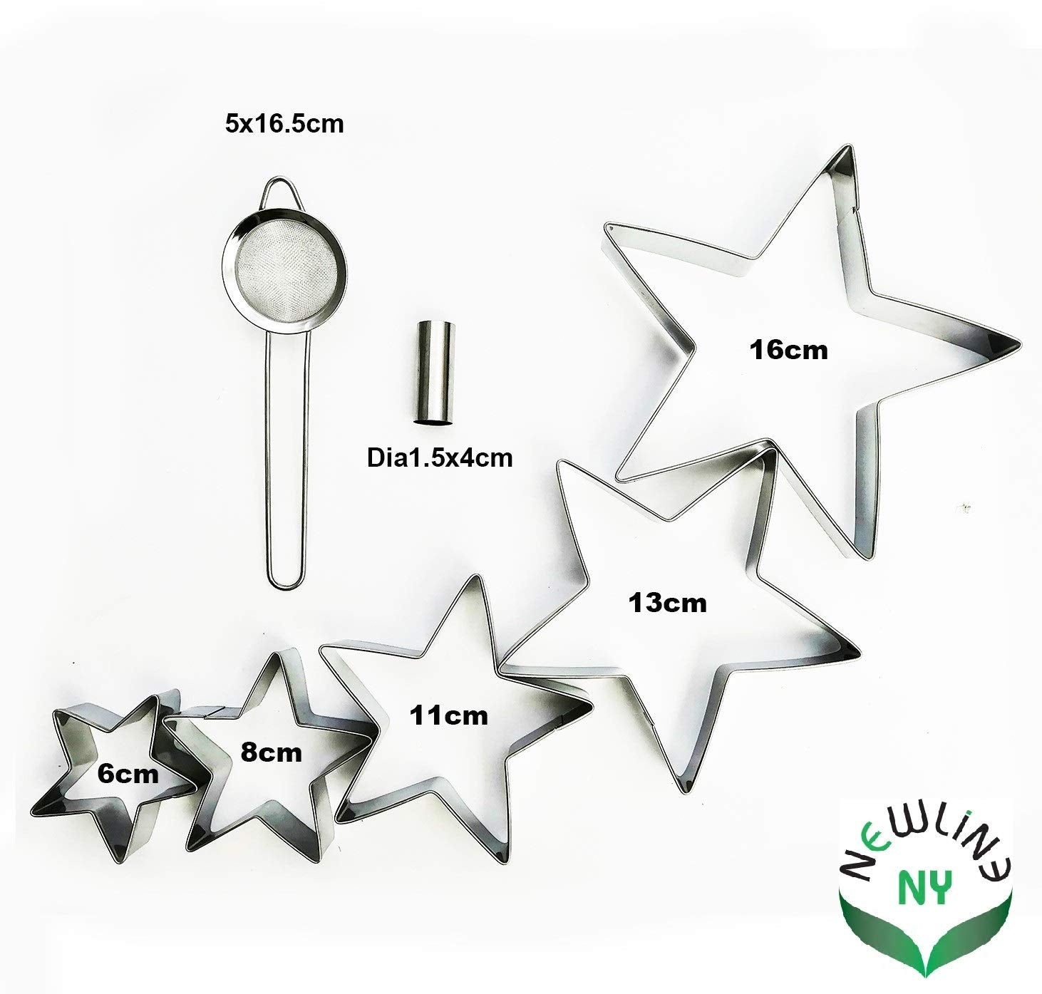Newlineny 16 Pcs Star Shaped Cookie Molds Cutters To Create Christmas Tree-Like Cookie Display With Recipe
