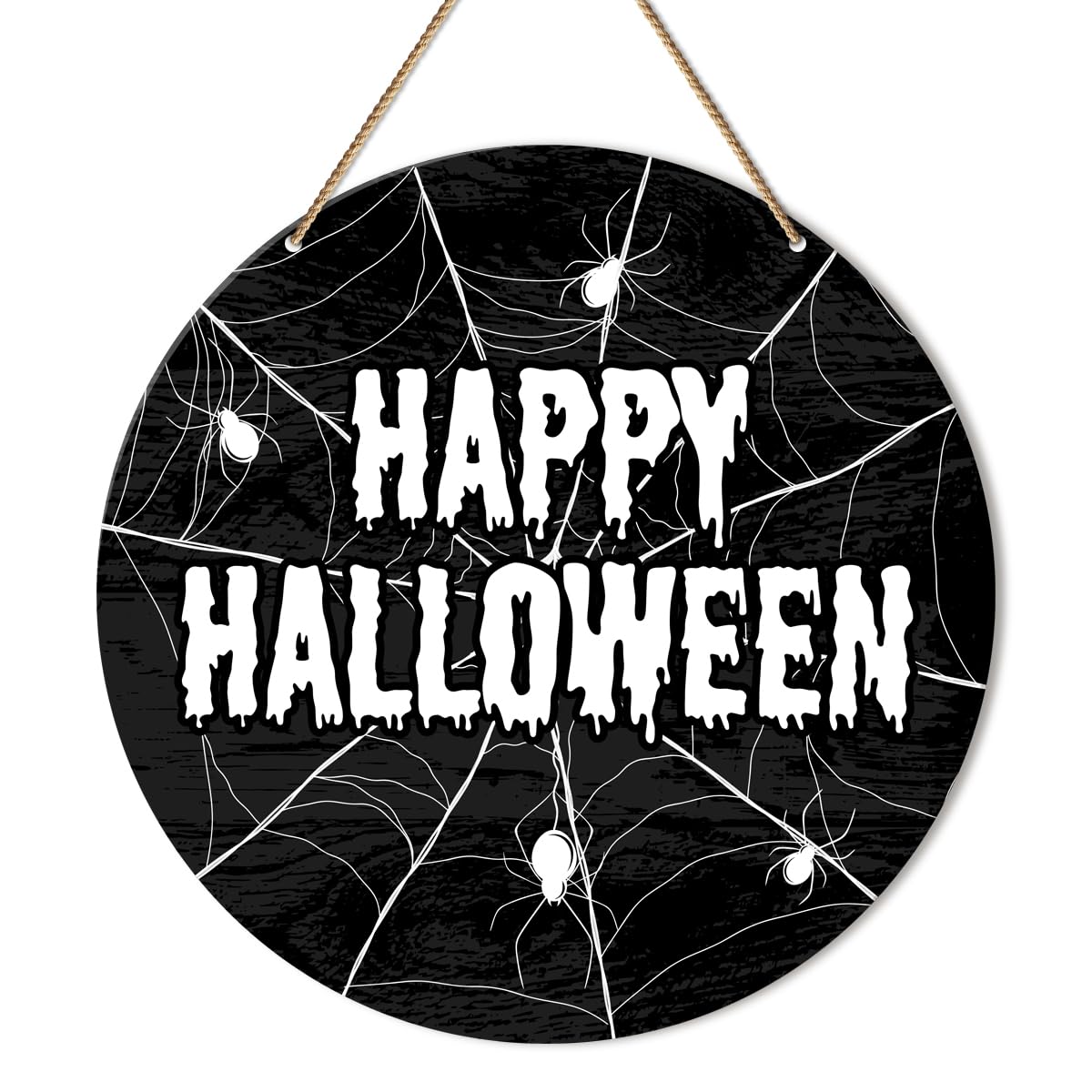 ZODGMED Happy Halloween Front Door Sign, Halloween Decor for Home Office Door Porch Halloween Horror Black Cat Hanging Sign Wall