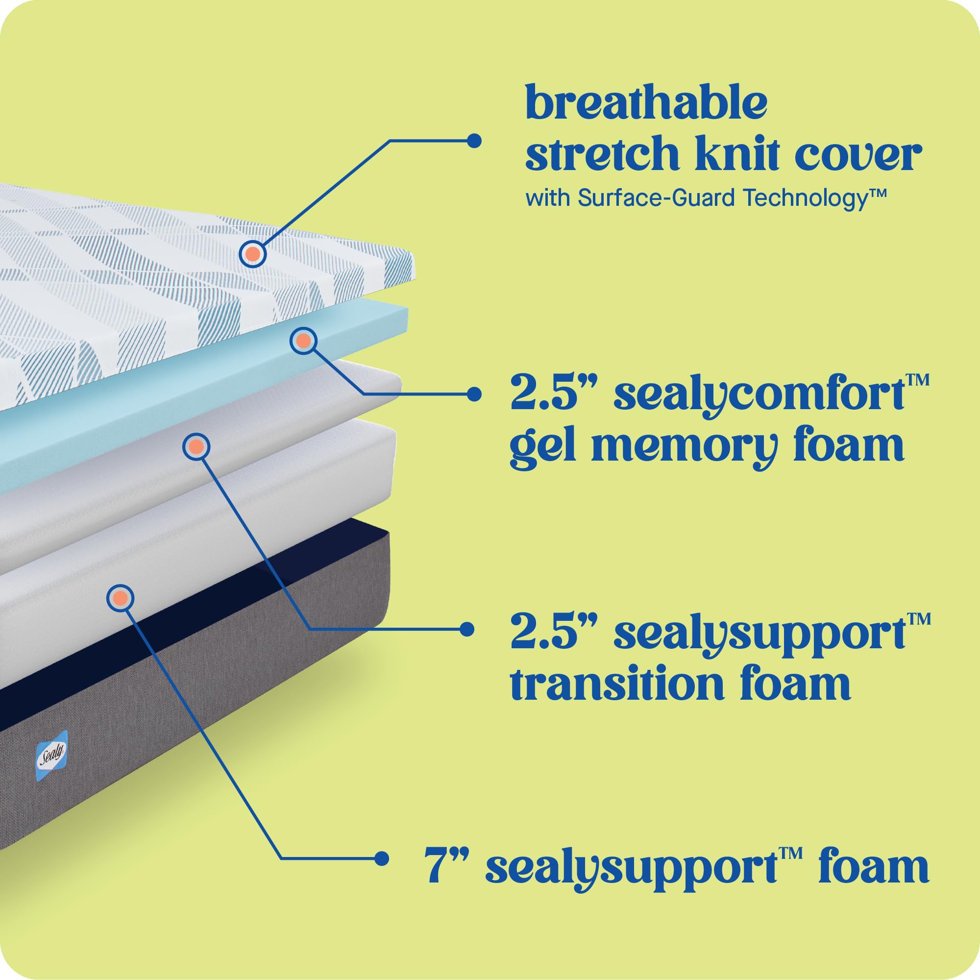 Sealy Dreamlife 12    Foam Mattress-In-A-Box, Twin, Sealycomfort Gel Memory Foam, Sealysupport Transition Foam, Surface-Guard Te
