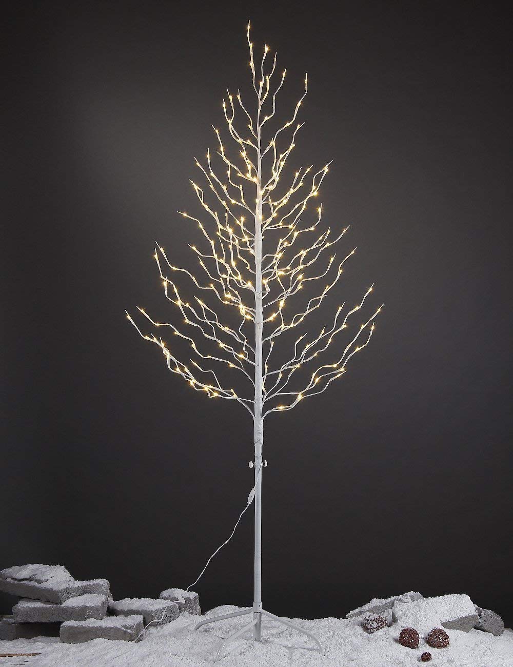 Lightshare Twisted 6FT Warm White Star Light Christmas Tree, White