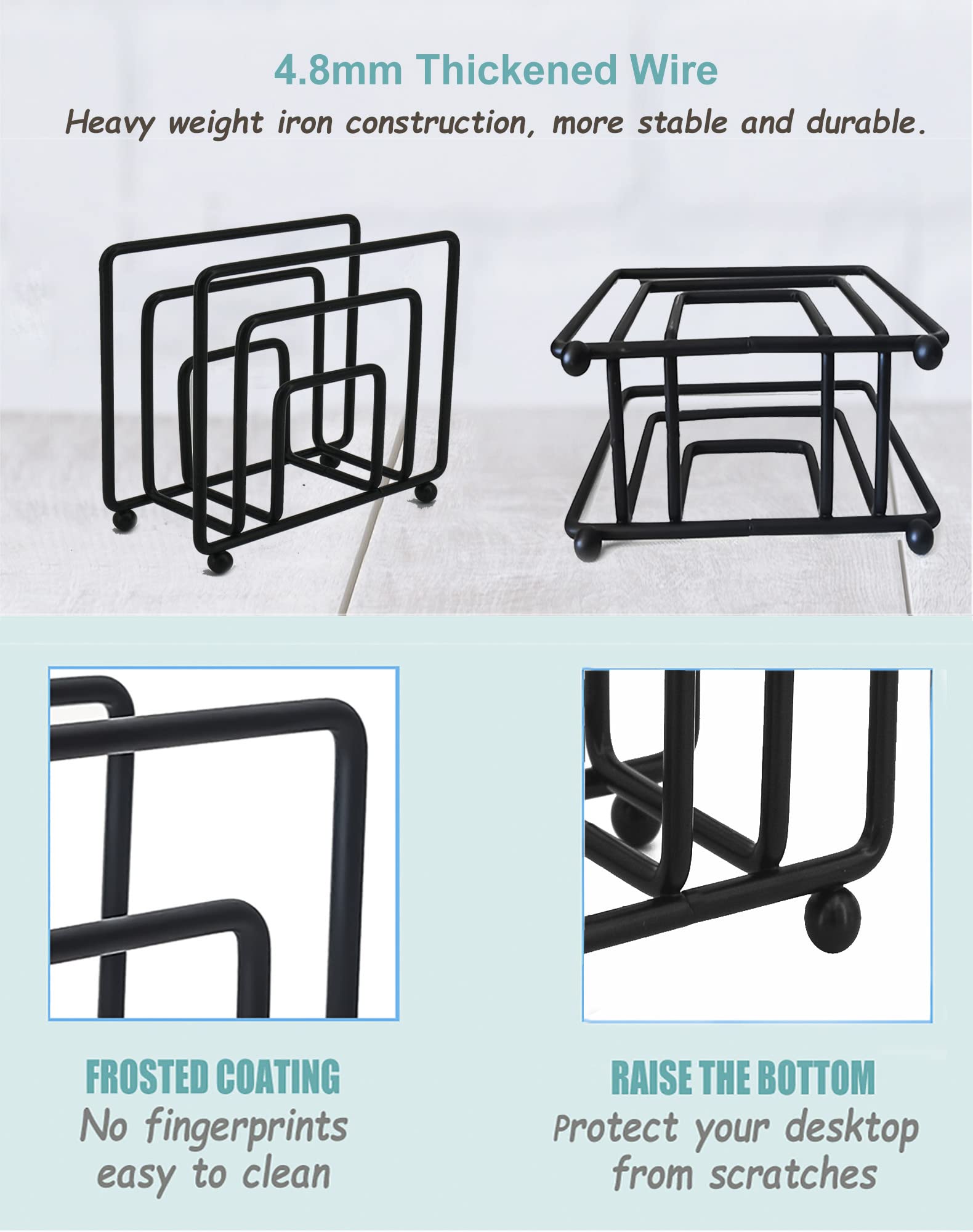 Napkin Holder Freestanding Metal Tabletop Tissue Dispenser for Tables  Dining  Kitchen  Restaurant  Picnic (Black)