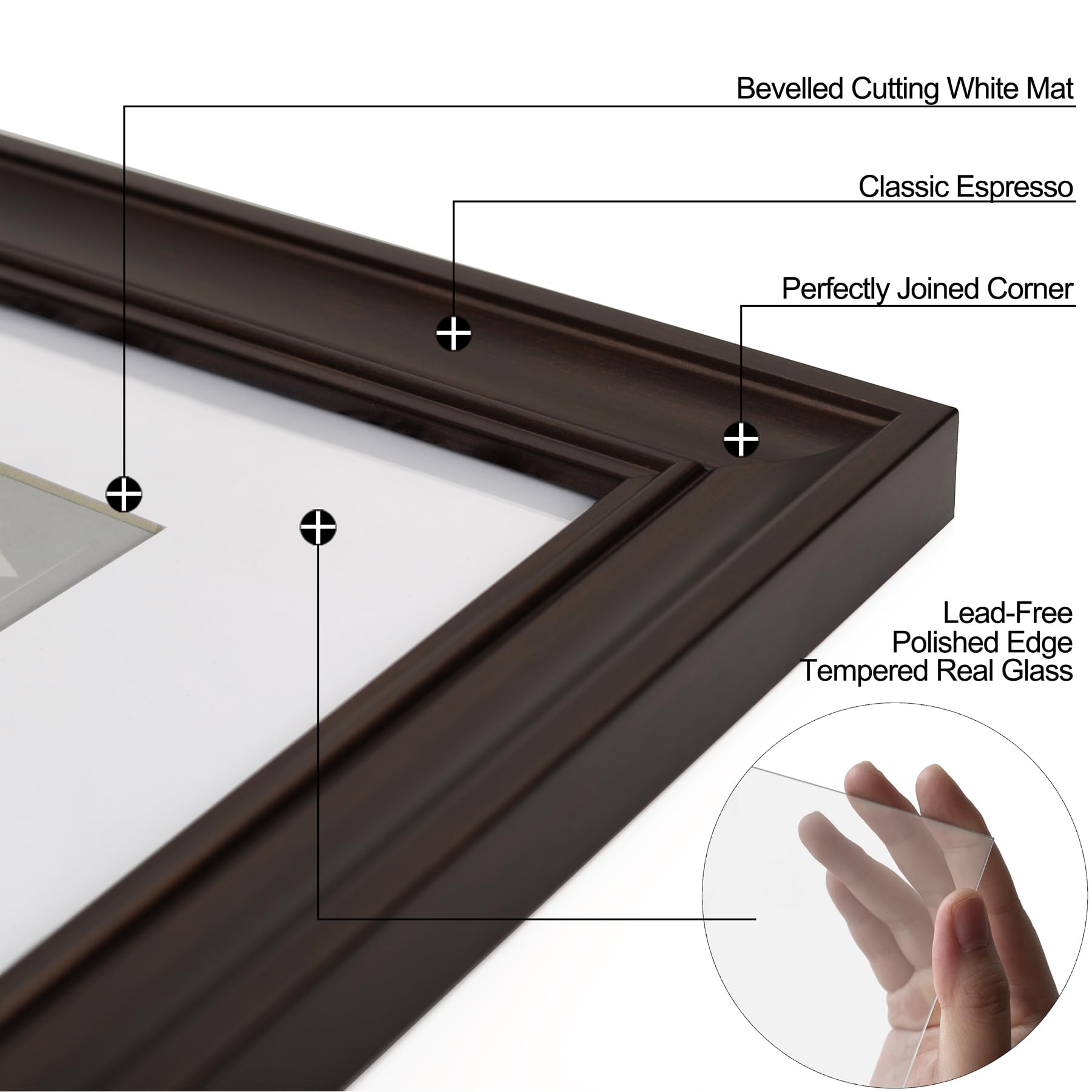 Yaetm 5x7 Picture Frame Set of 4, 1.4    Wide Molding & Dark Brown Photo Frames 5 x 7 with HD Tempered Glass, Display on Tableto