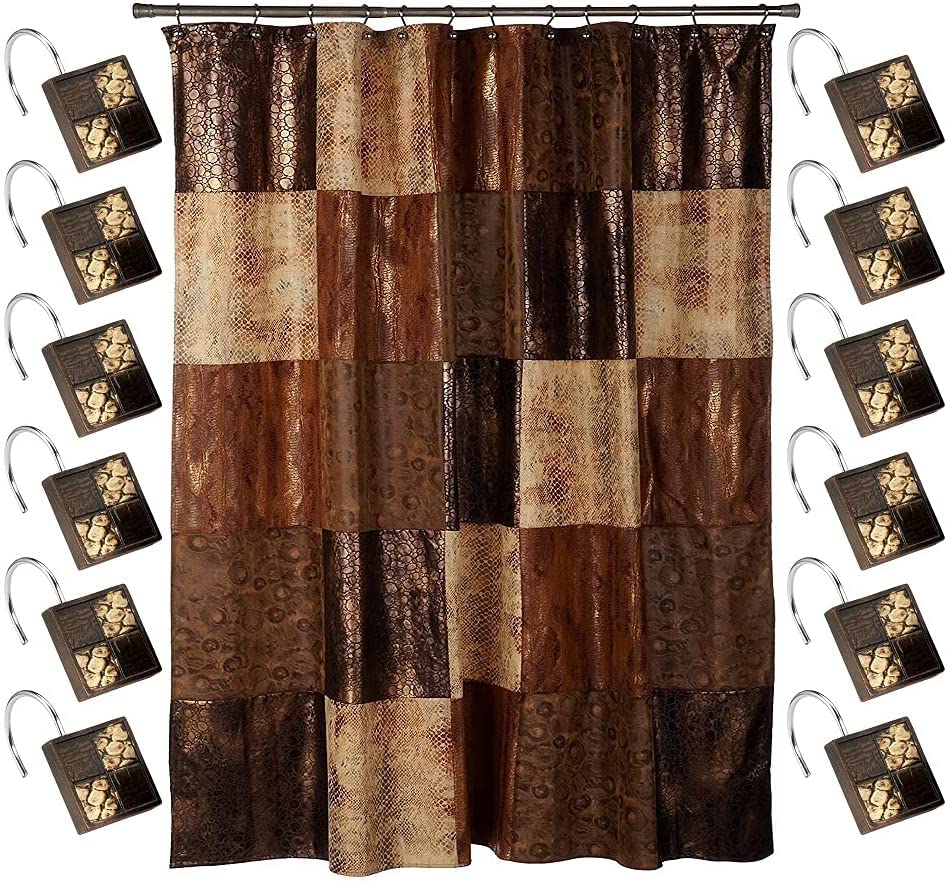 Zahari Home 13Pc Zambia Animal Shower Curtain Set Classic Shower Curtain & 12 Shower Curtain Hooks Fabric Shower Curtain Unique