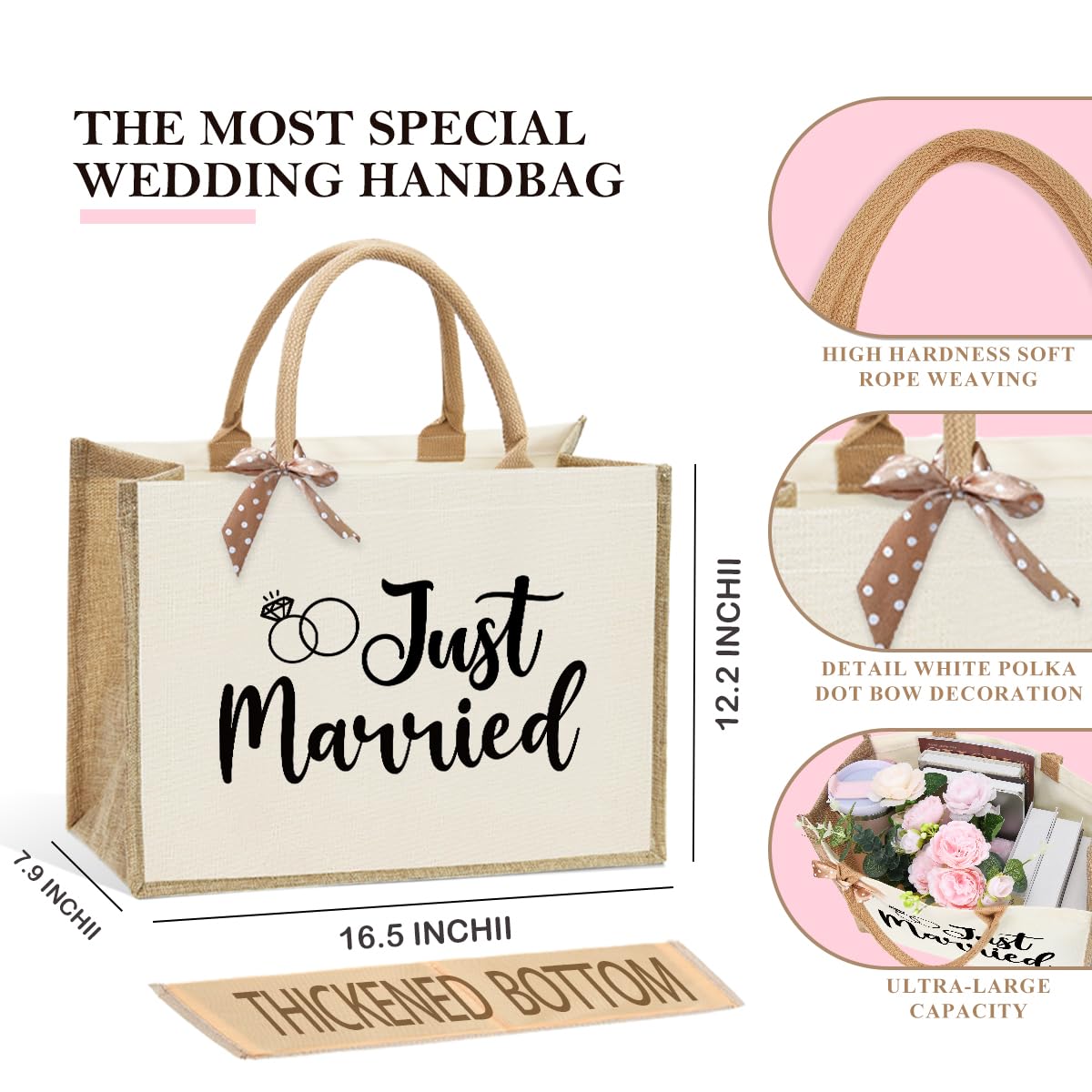 Bride Bag, Bride Gifts, Bridal Shower Gifts, Just Married, Bride s Engagement Canvas Tote Bag, Wedding Bachelorette Honeymoon Gi