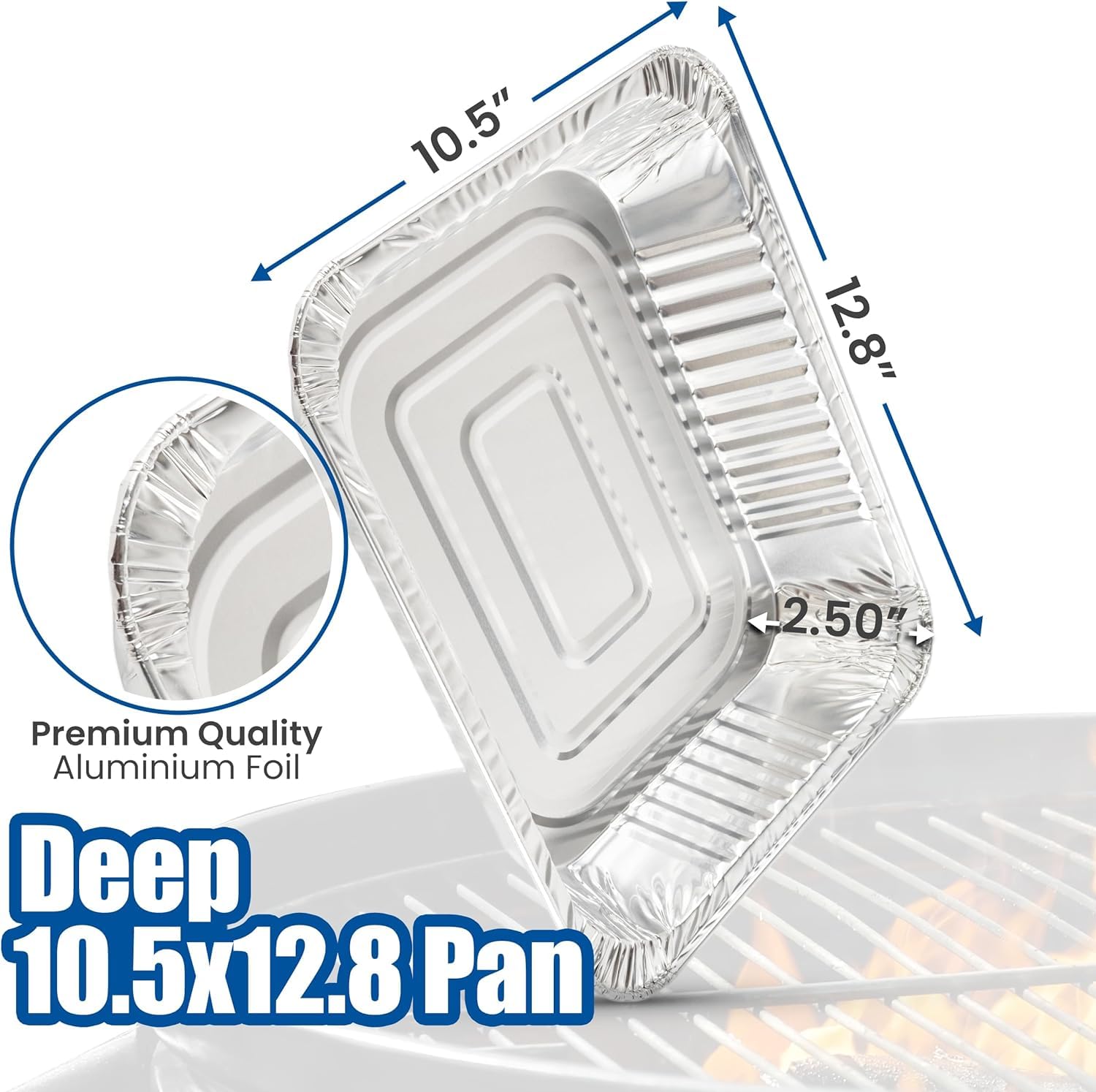 Ehomea2Z Aluminum Pans Disposable Half Size (10 Pack) 9X13 - Heavy Duty Aluminum Foil, 9X13 Baking Pan, Eco-Friendly & Safe, Lig