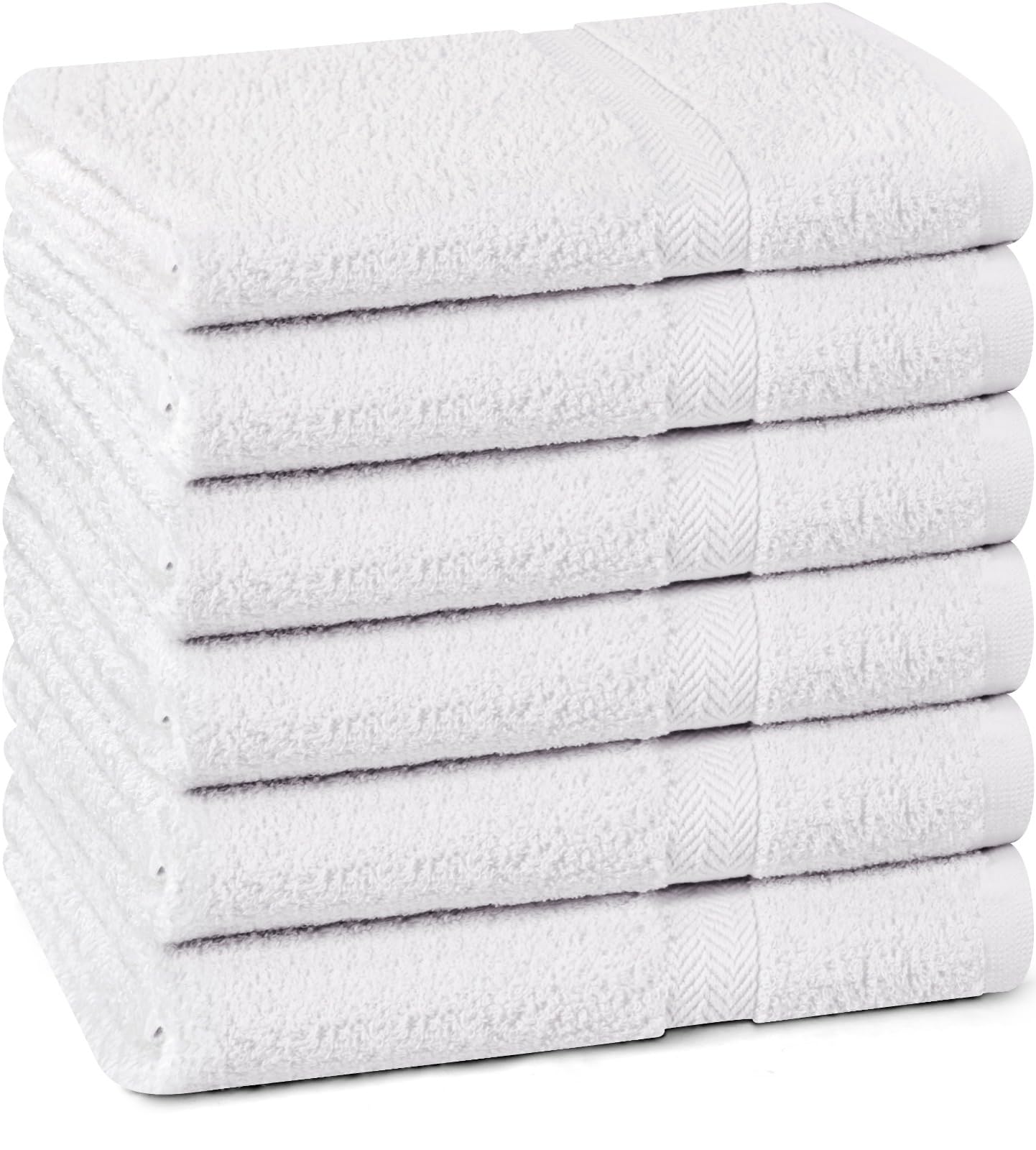 Towel And Linen Mart 100% Cotton White 6 Pack Medium Bath Towel Set, Quick Dry, Super Absorbent, Light Weight, Soft Feel, Premiu
