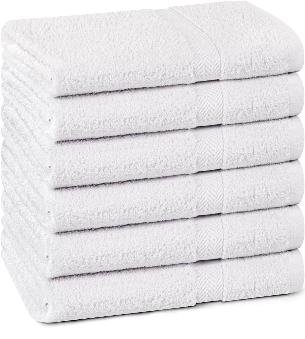 Towel And Linen Mart 100% Cotton White 6 Pack Medium Bath Towel Set, Quick Dry, Super Absorbent, Light Weight, Soft Feel, Premiu