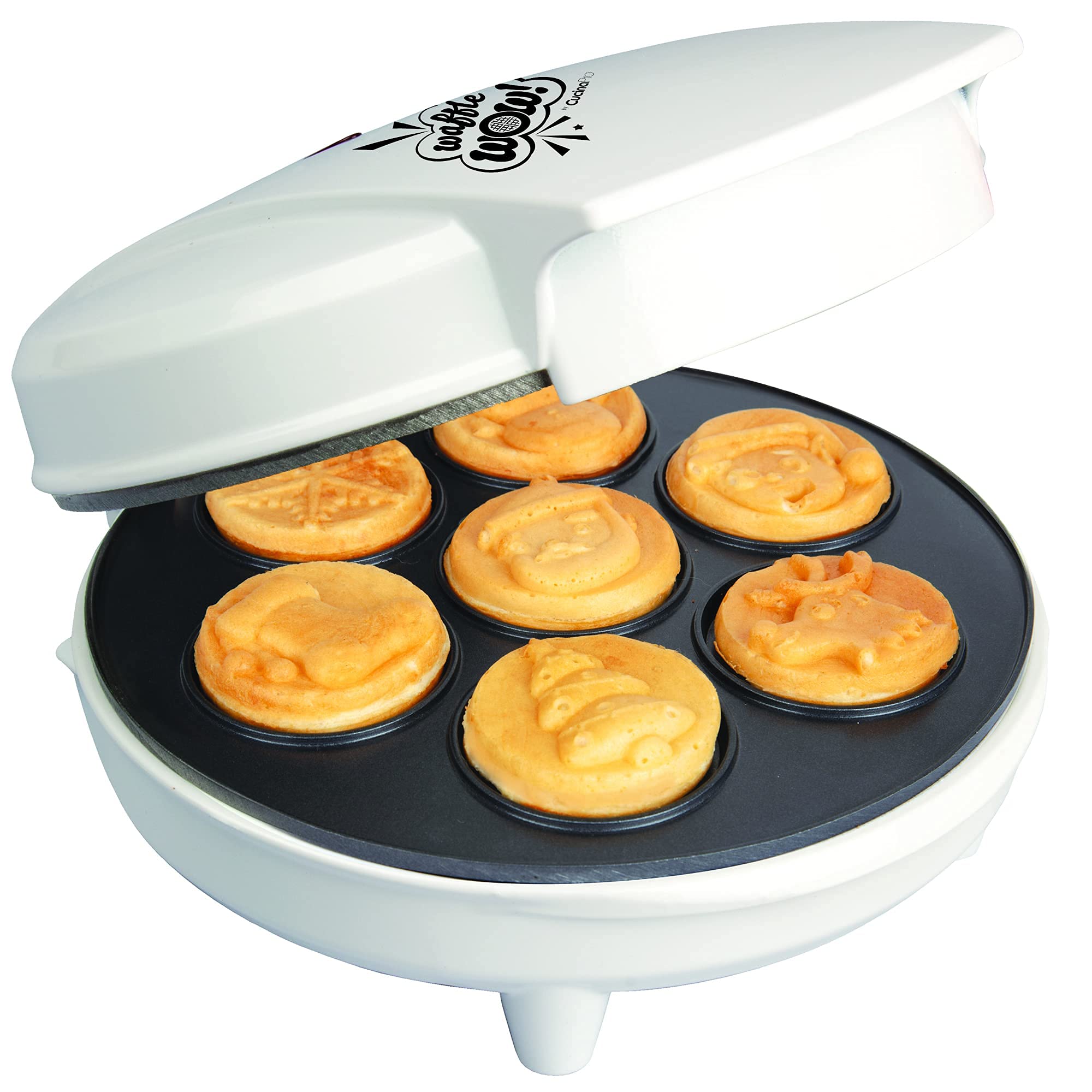 Christmas Holiday Waffle Maker W 6 Edible Food Markers- Make X-Mas Breakfast Fun W Delicious Decorated Pancakes Or Waffles- Elec