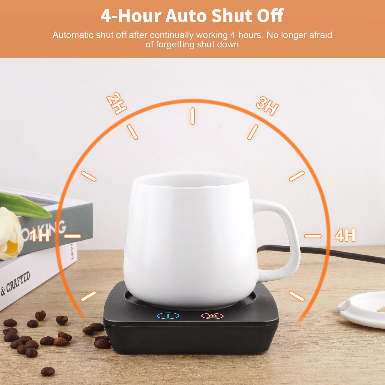 Vobaga Mug Warmer& Coffee Mug Warmer For Office Desk Use, Candle Warmer With Three Temperature Settings, Coffee Warmer Plate For