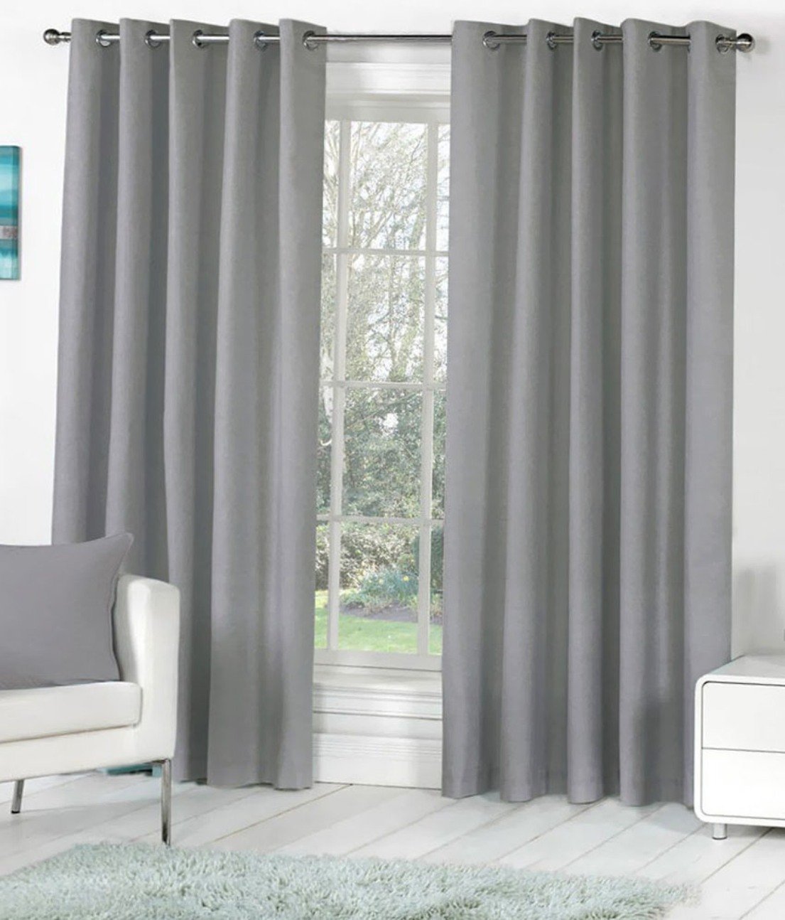 Hfi Royal Solid Polyester Curtain, 5 X 4 Feet, Window Curtains, Grey, Pack Of 1 Piece