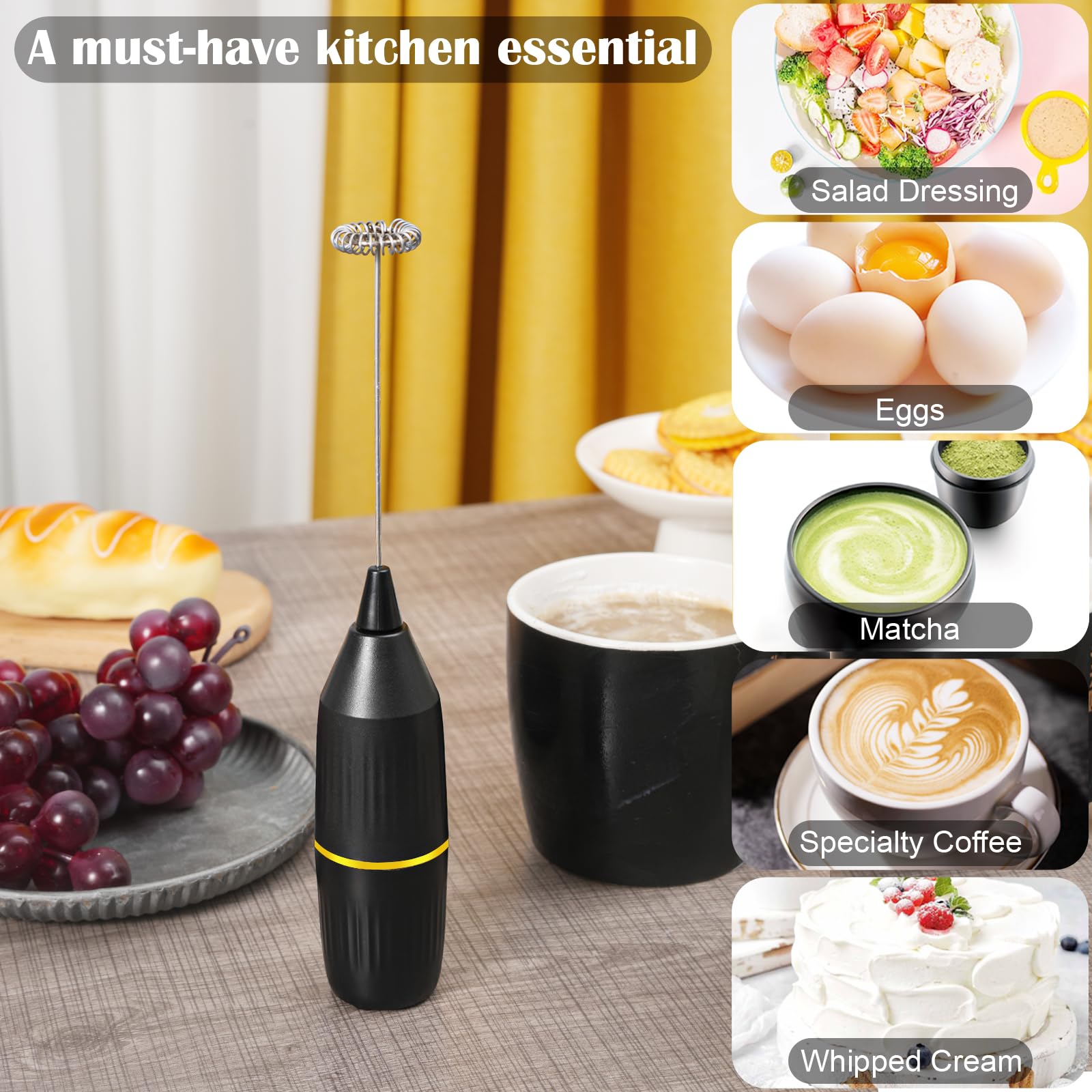 Milk Frother Handheld,Mini Drink Mixer And Coffee Blender Frother For Coffee Bar Accessories, Matcha Whisk,Latte, Cappuccino, Fr
